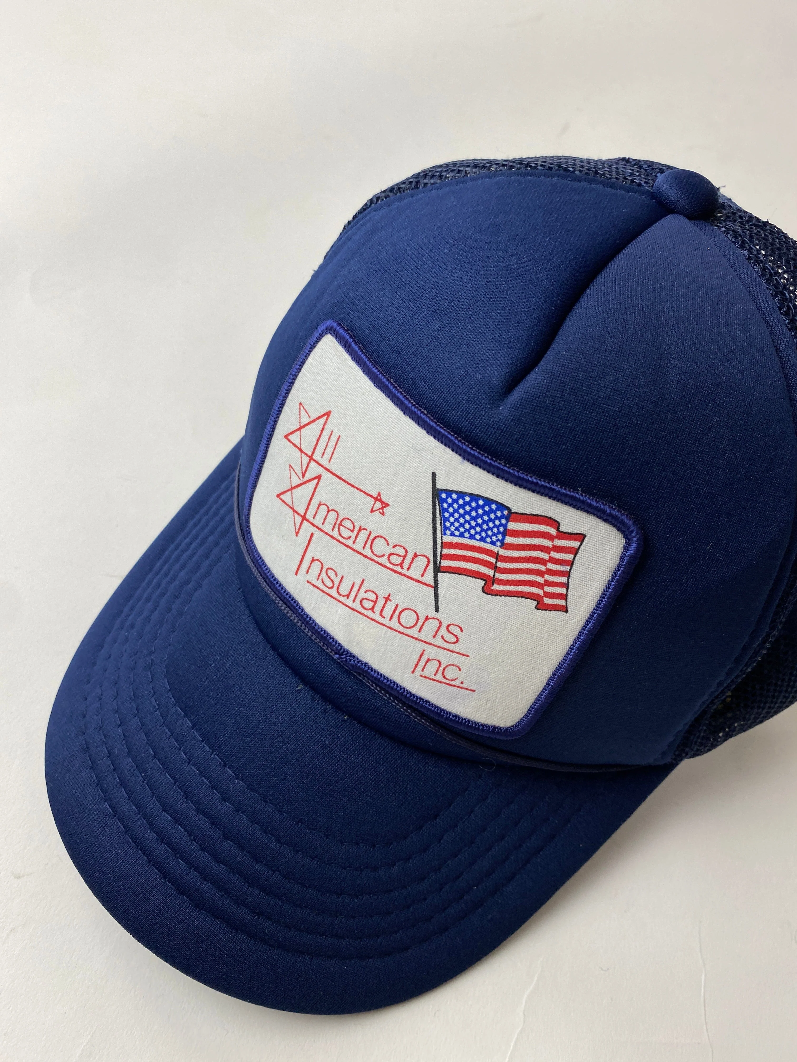 Vintage All American Insulations Hat Cap Adult Blue Trucker Snapback - Image 2