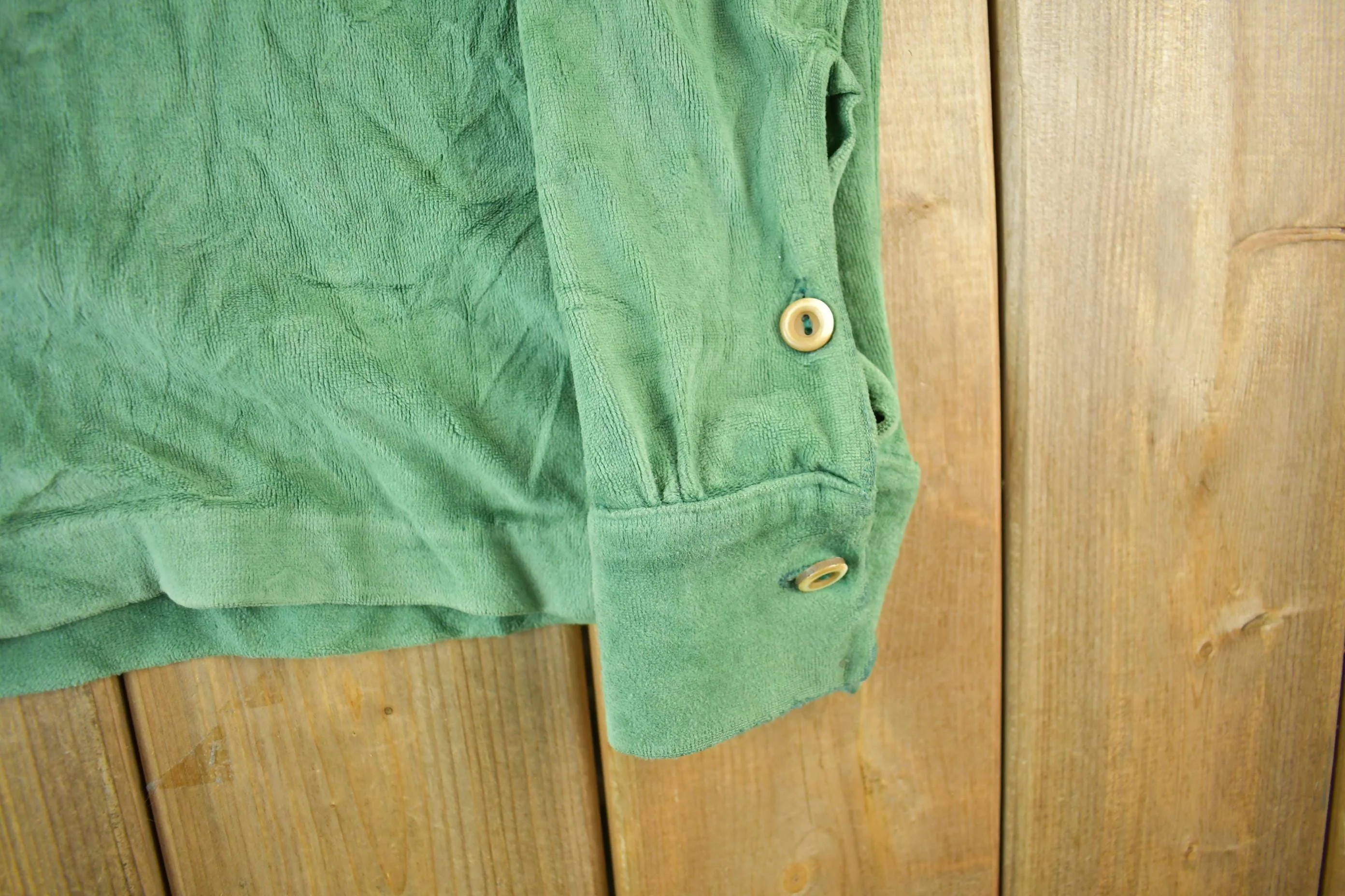 True Vintage 1970s Velour Style Button Up Shirt Men's Medium - Image 3