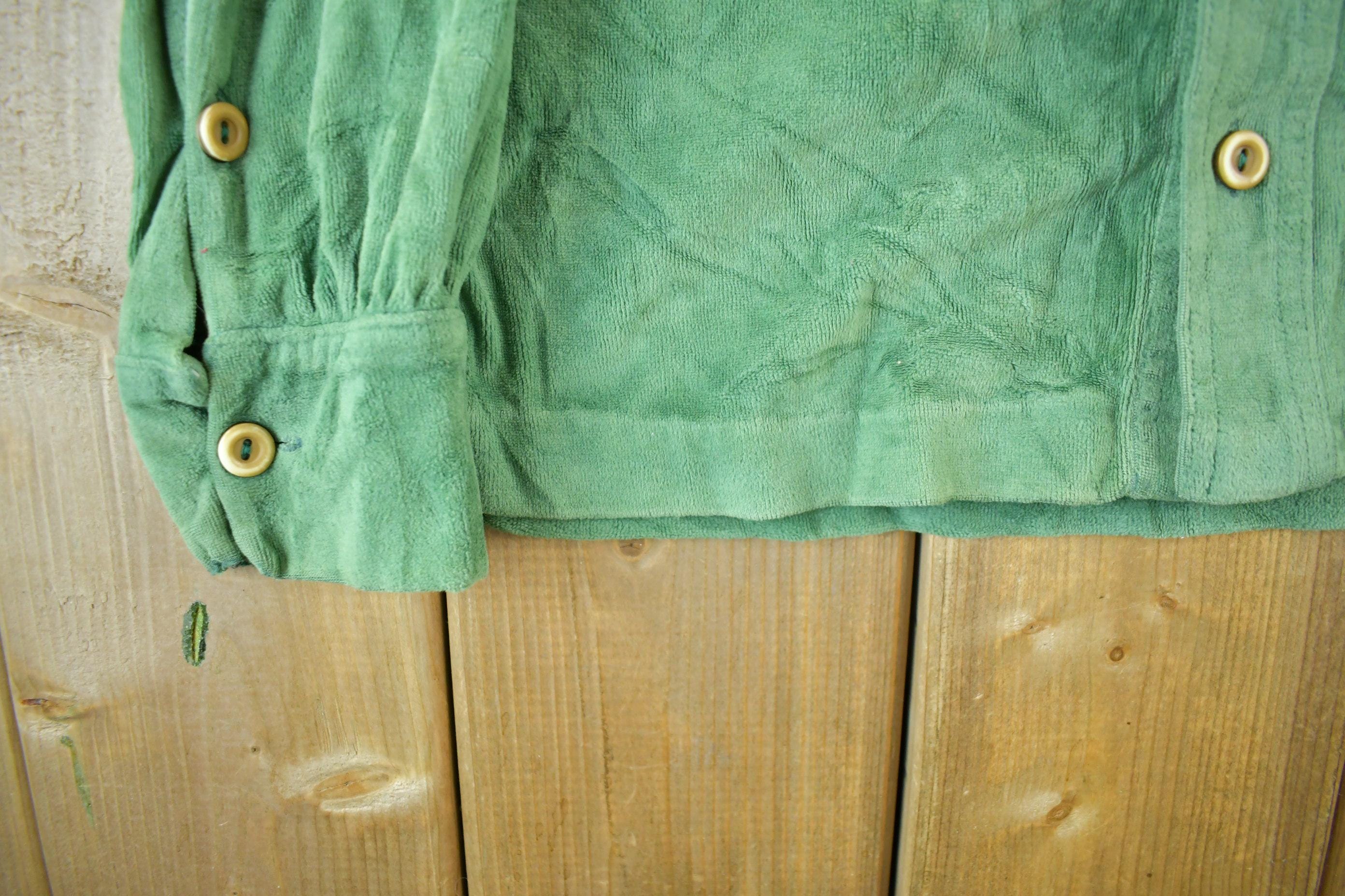 True Vintage 1970s Velour Style Button Up Shirt Men's Medium - Image 5