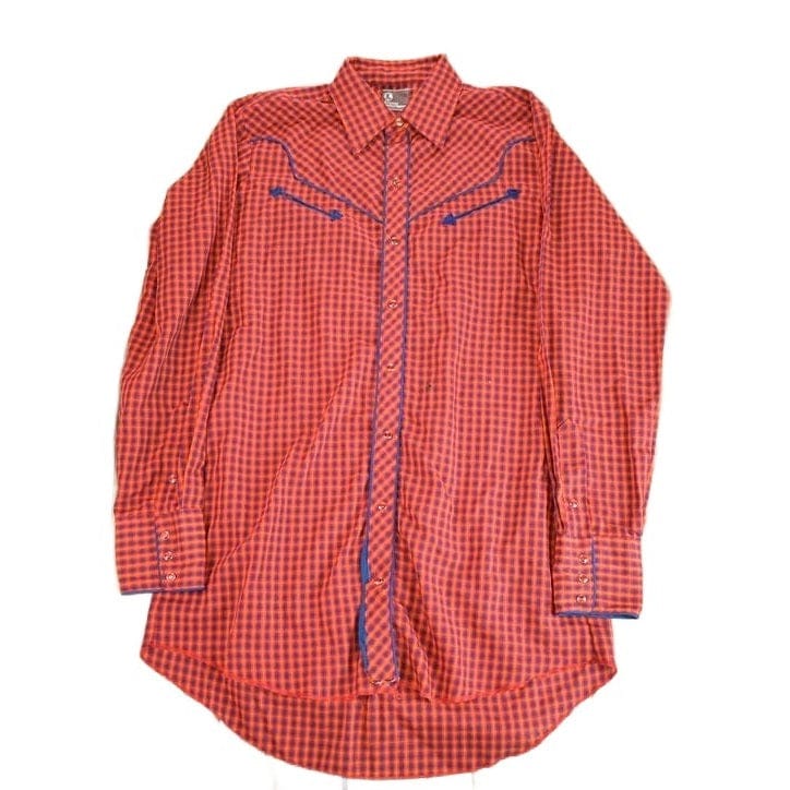 True Vintage 1980s JCPenny Western Apparel Western Cowboy Long Tail Button Up Shirt Men's XL