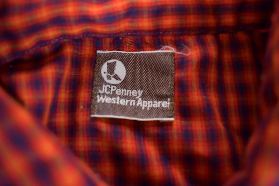 True Vintage 1980s JCPenny Western Apparel Western Cowboy Long Tail Button Up Shirt Men's XL - Image 3