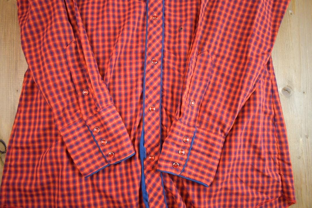 True Vintage 1980s JCPenny Western Apparel Western Cowboy Long Tail Button Up Shirt Men's XL - Image 7