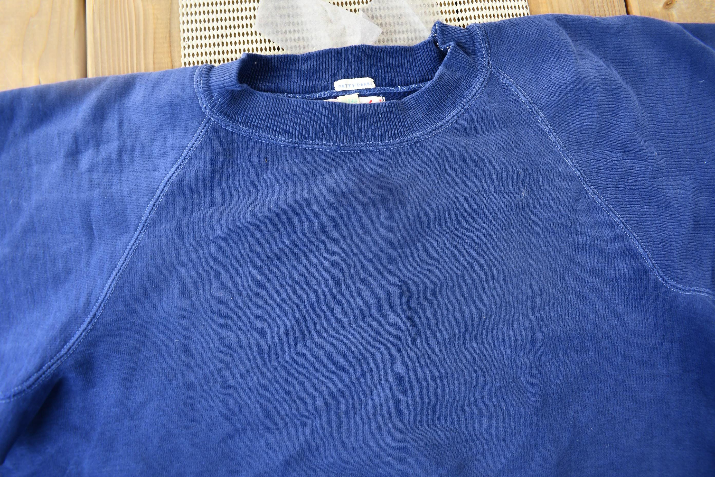 Vintage 1940s Akom Pep-Shirt Blank Navy Blue Crewneck Sweatshirt - Image 4