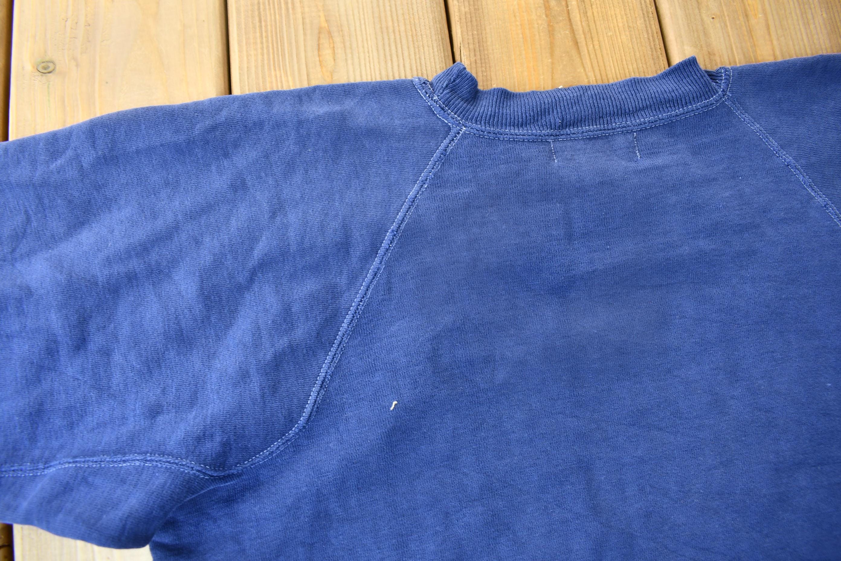 Vintage 1940s Akom Pep-Shirt Blank Navy Blue Crewneck Sweatshirt - Image 6