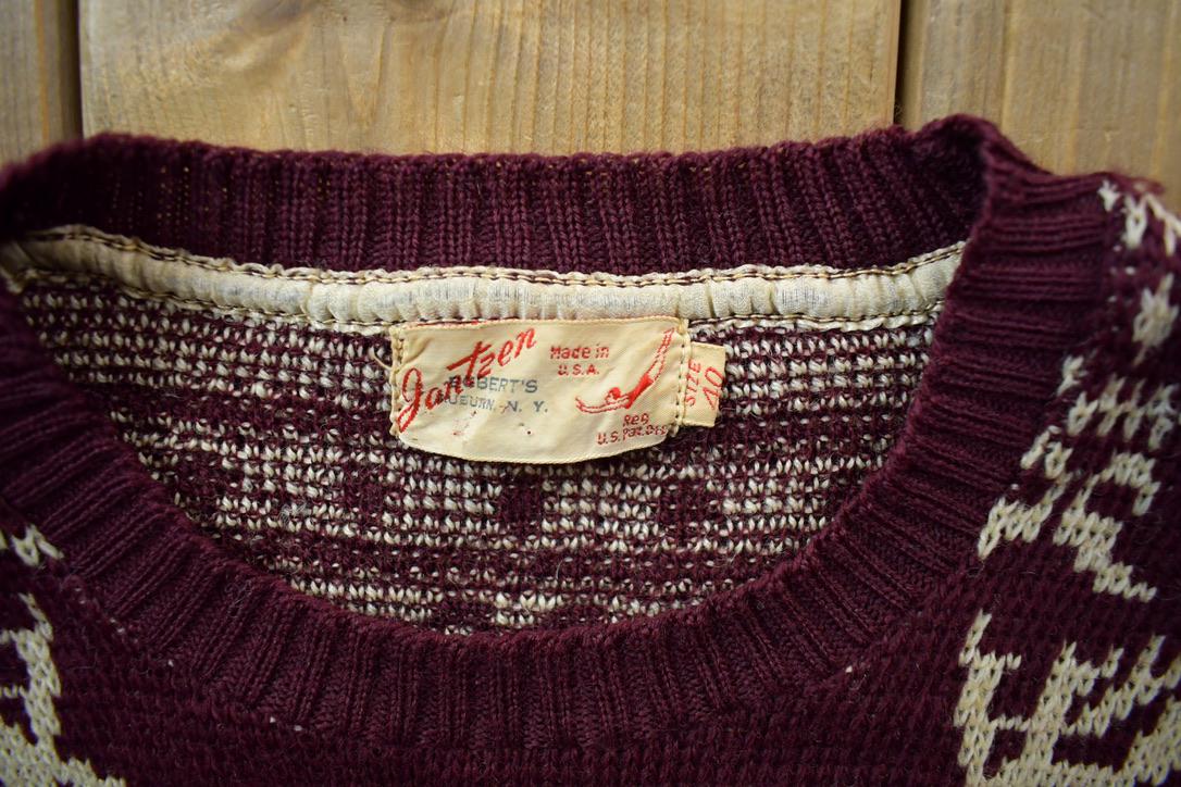 Vintage 1940s Jantzen Reindeer Knit Crewneck Sweater - Image 5