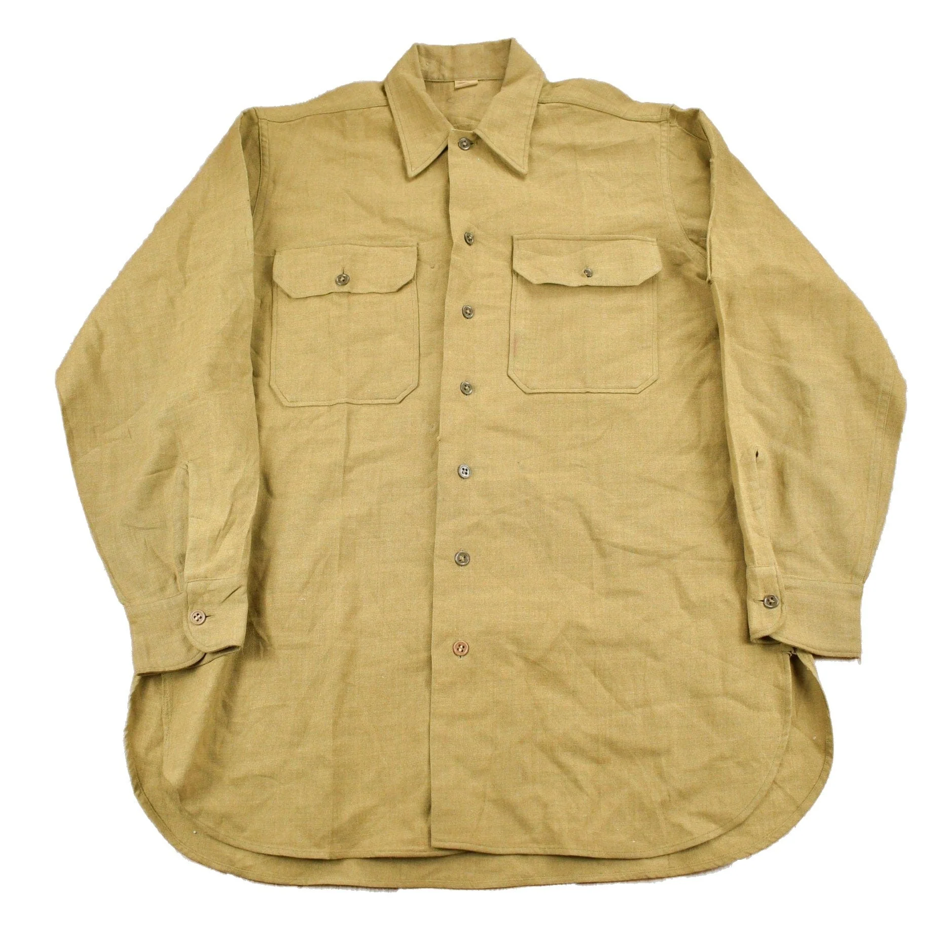 Vintage 1940s Military Button Up Shirt Men's Large