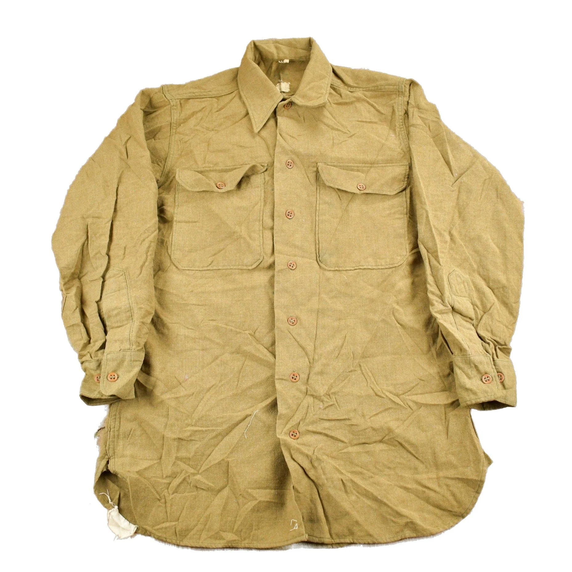 Vintage 1940s Military Button Up Shirt Men's Medium