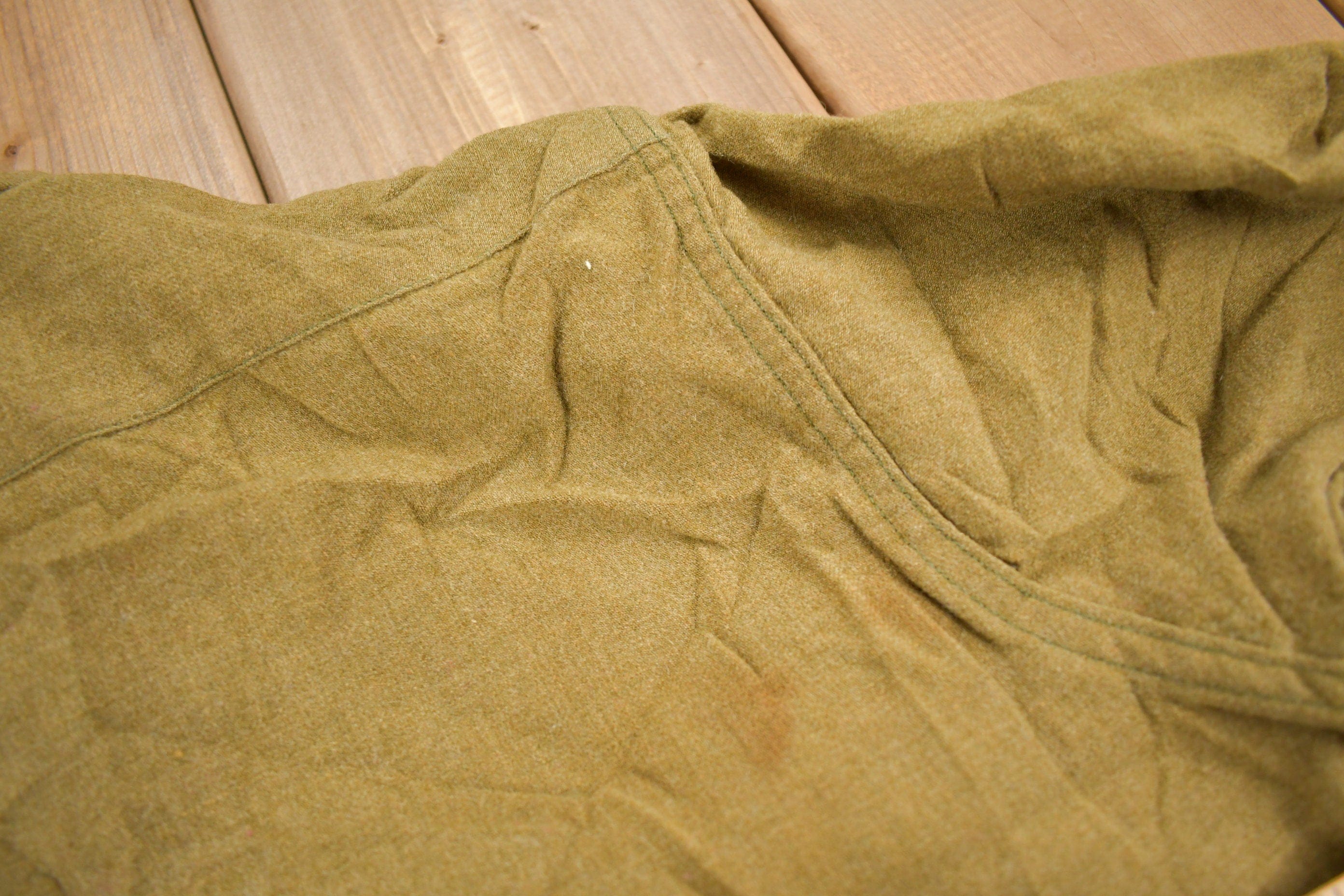 Vintage 1940s Military Button Up Shirt Men's Medium - Image 5