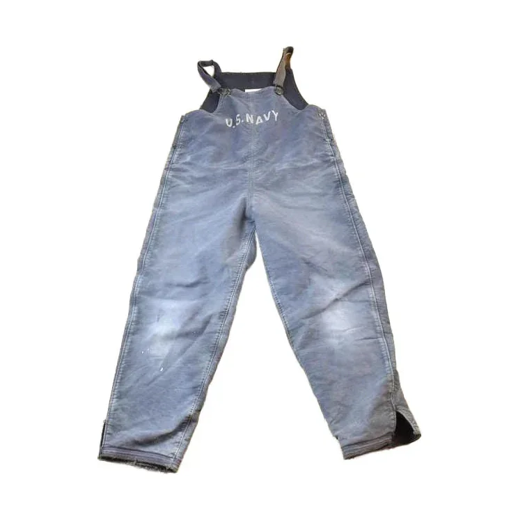 Vintage 1940s N Deck Bib Overalls WWII Blue
