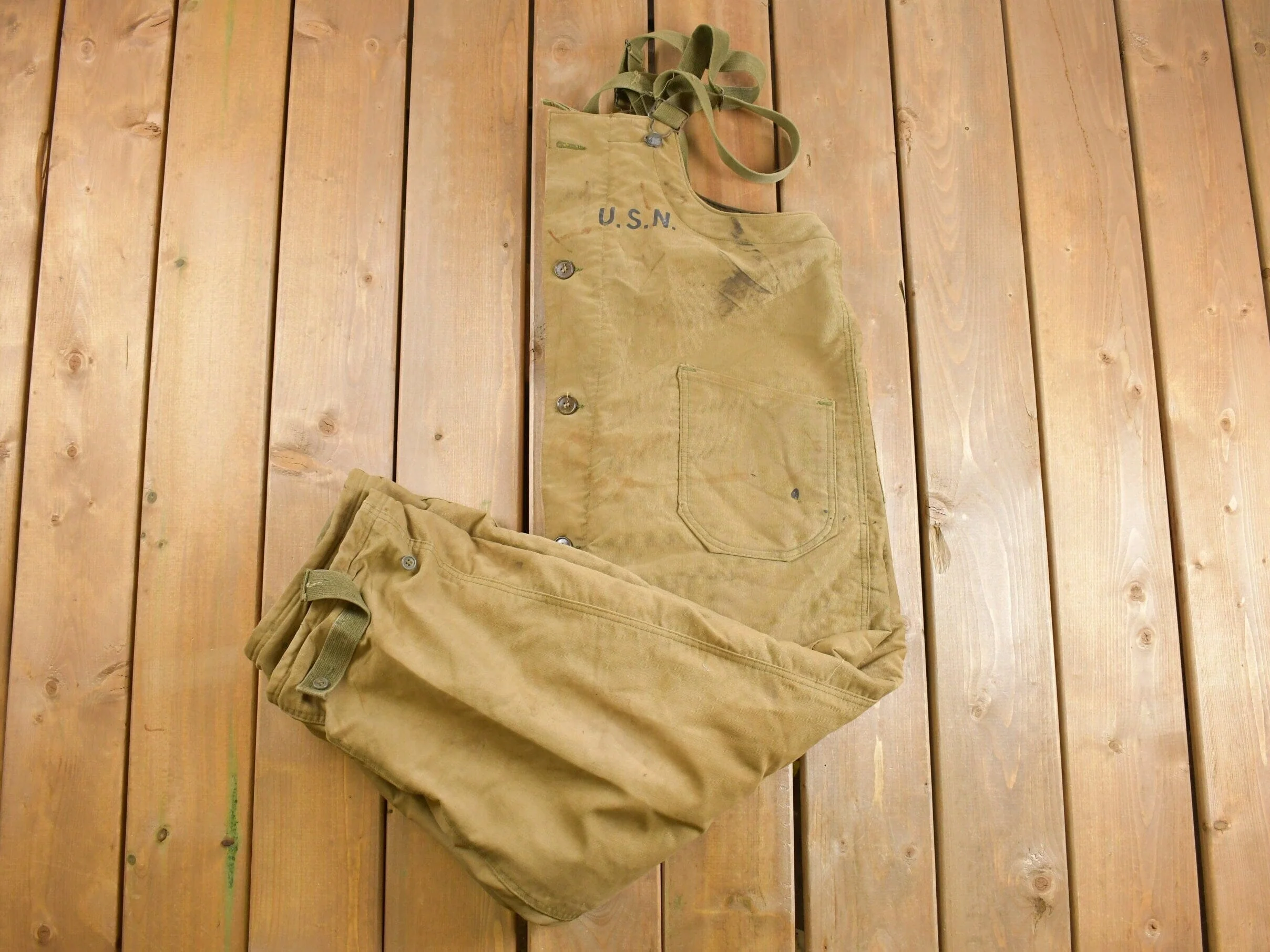 Vintage 1940s Navy Deck Bib Overalls WWII - Image 5