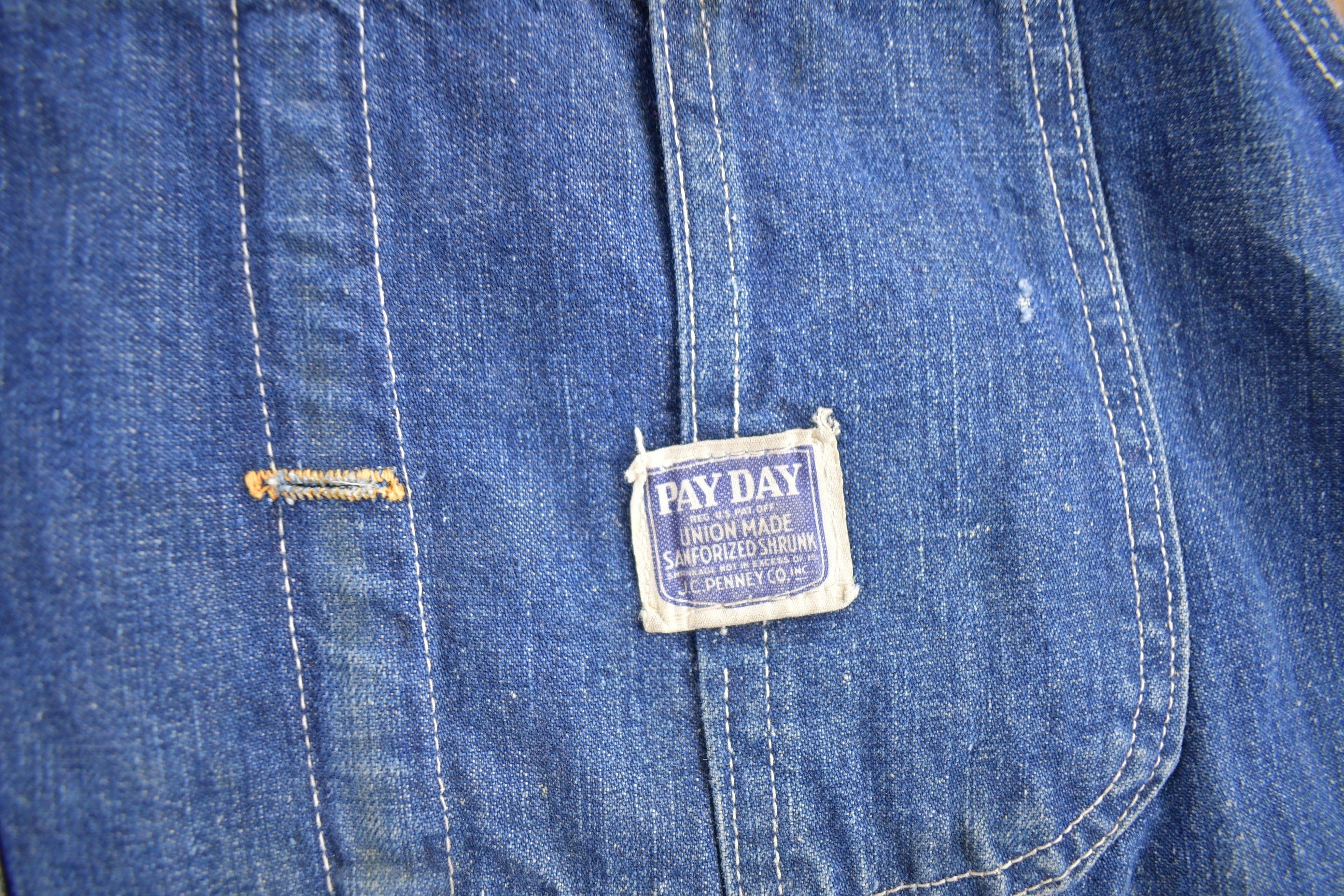 Vintage 1940s Pay Day JC Penney Denim Overalls 44 x 29 - Image 3