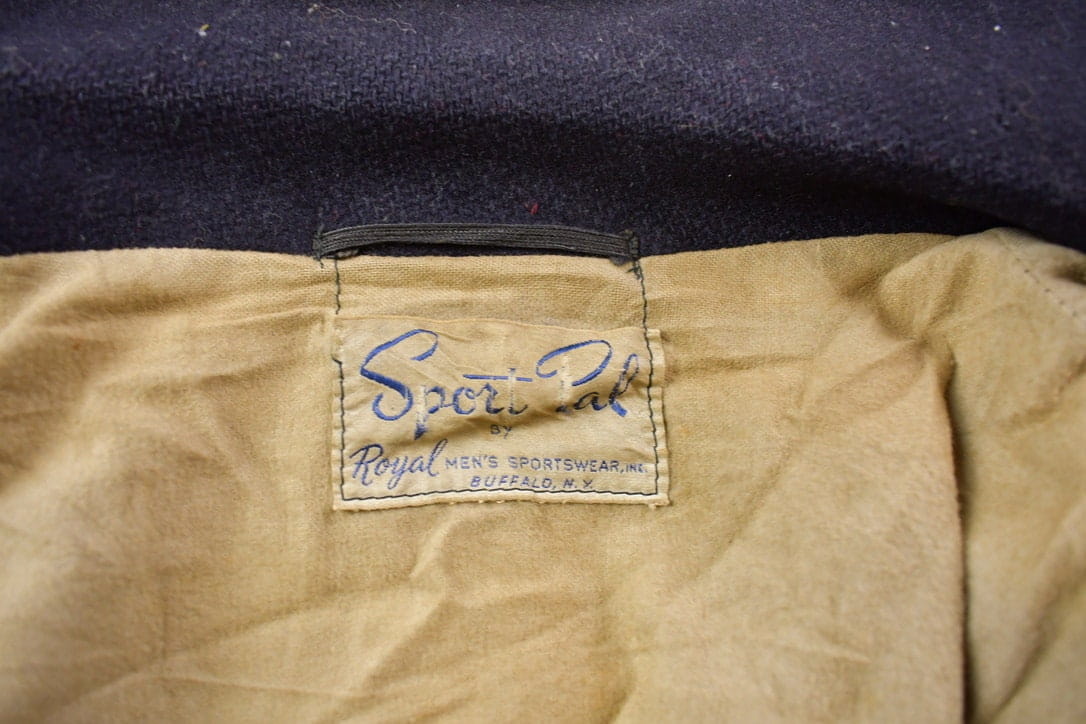 Vintage 1940s Sport pal Royal Menswear Button Up Pea Coat Men's Medium - Image 4
