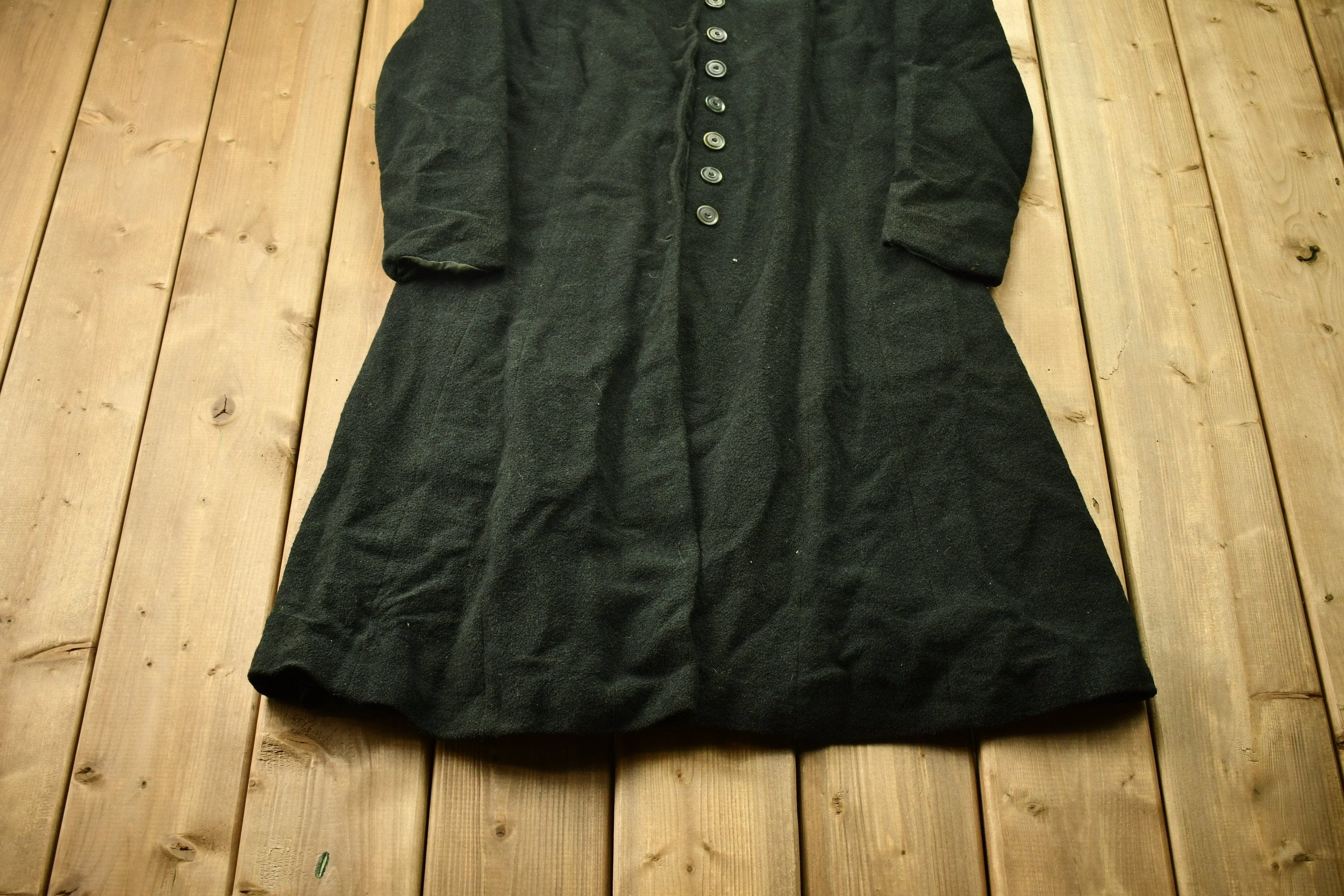 Vintage 1940s Wool Union Made Trecnh Coat Men's Small - Image 3