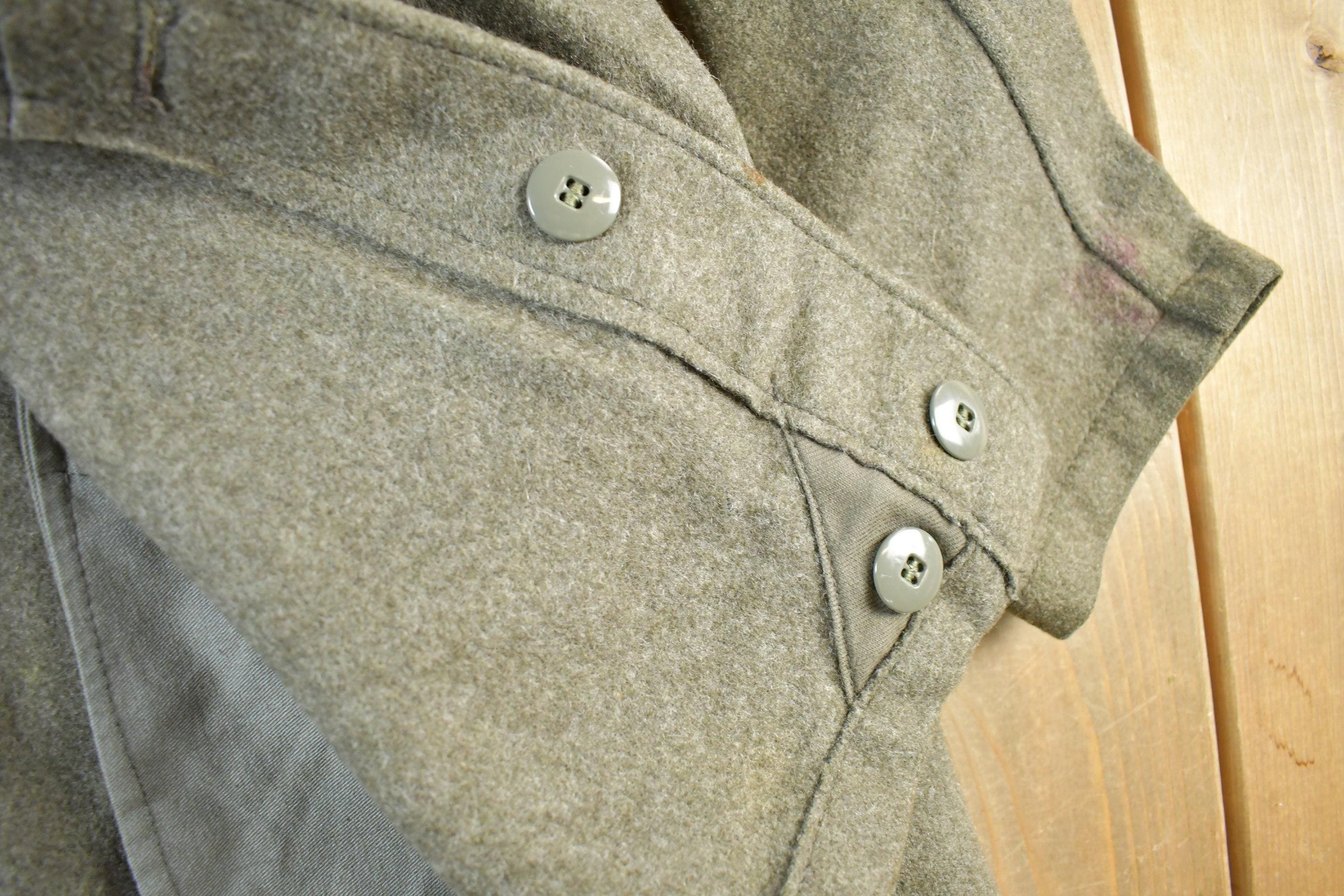 Vintage 1940s WW2 Era European Military Wool Collared Army Jacket Men's Large - Image 6