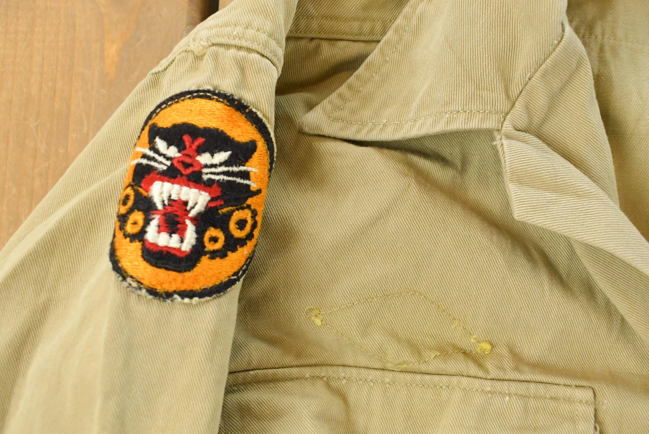 Vintage 1940s WW2 Tank Destroyer Unit Button Up Officer Shirt Men's Medium - Image 5