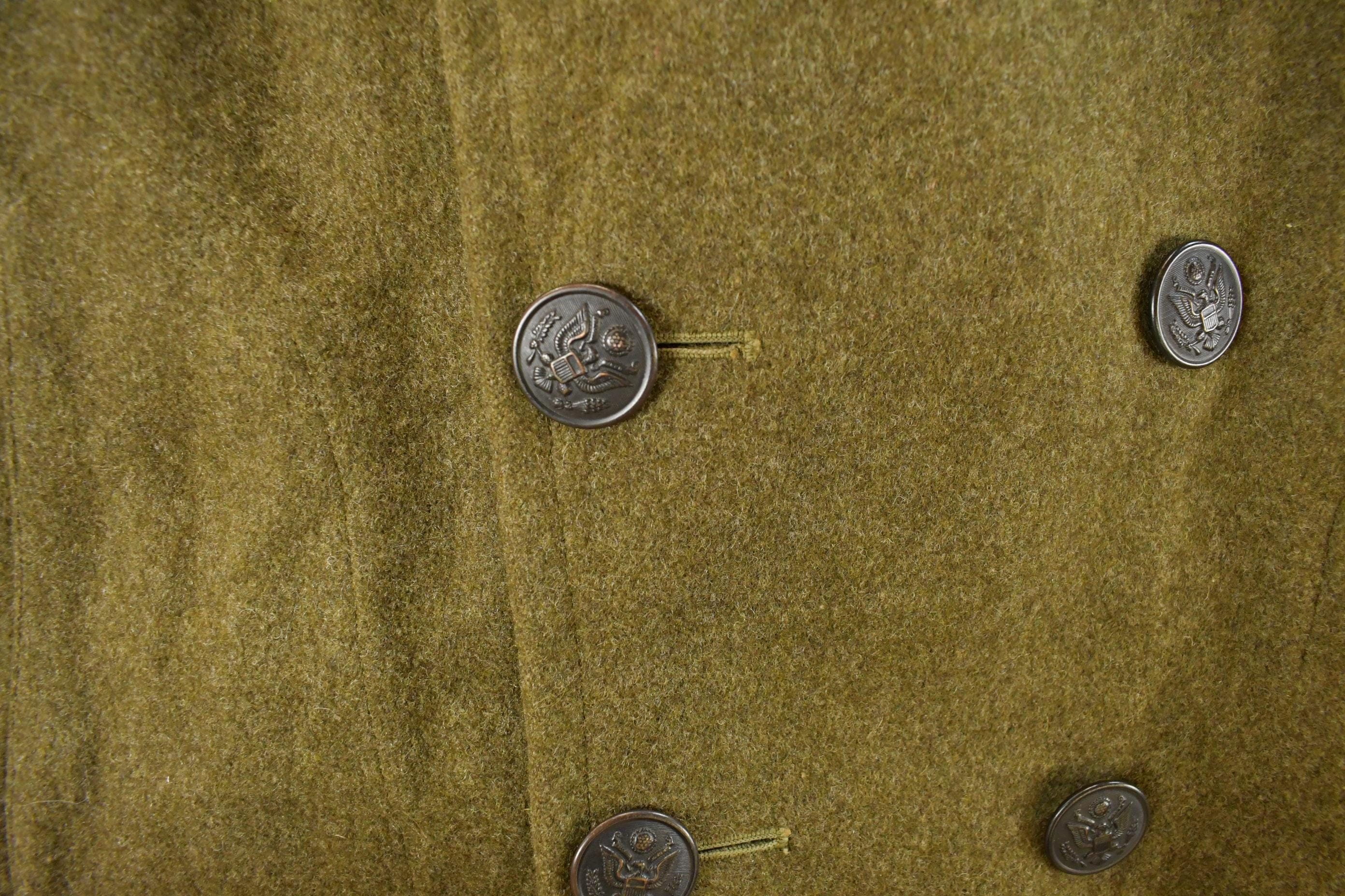 Vintage 1940s WWII Era Military Wool Trench Coat Men's M - Image 7