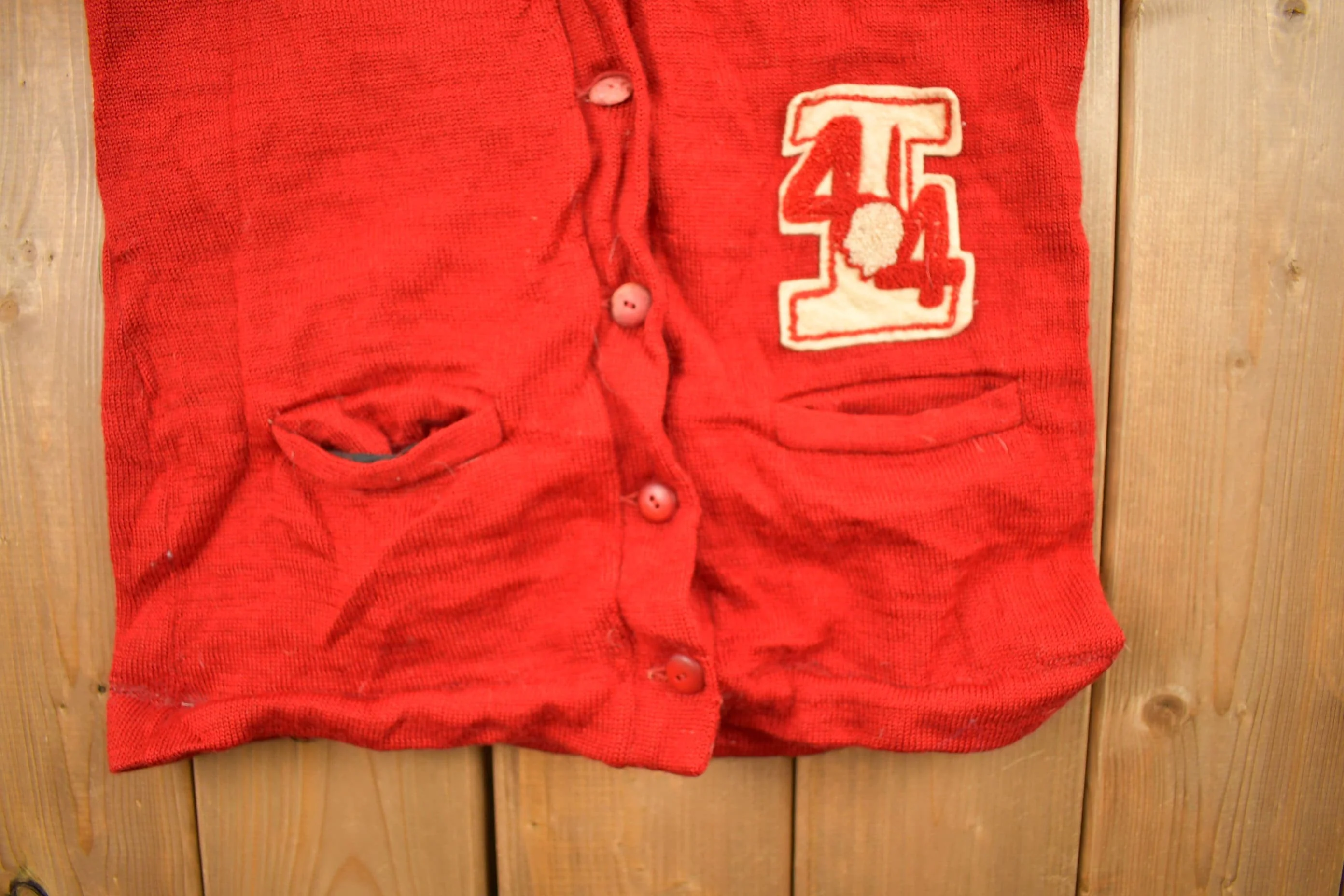 Vintage 1944 Embroidered Collegiate Knit Cardigan Sweater Men's S - Image 3