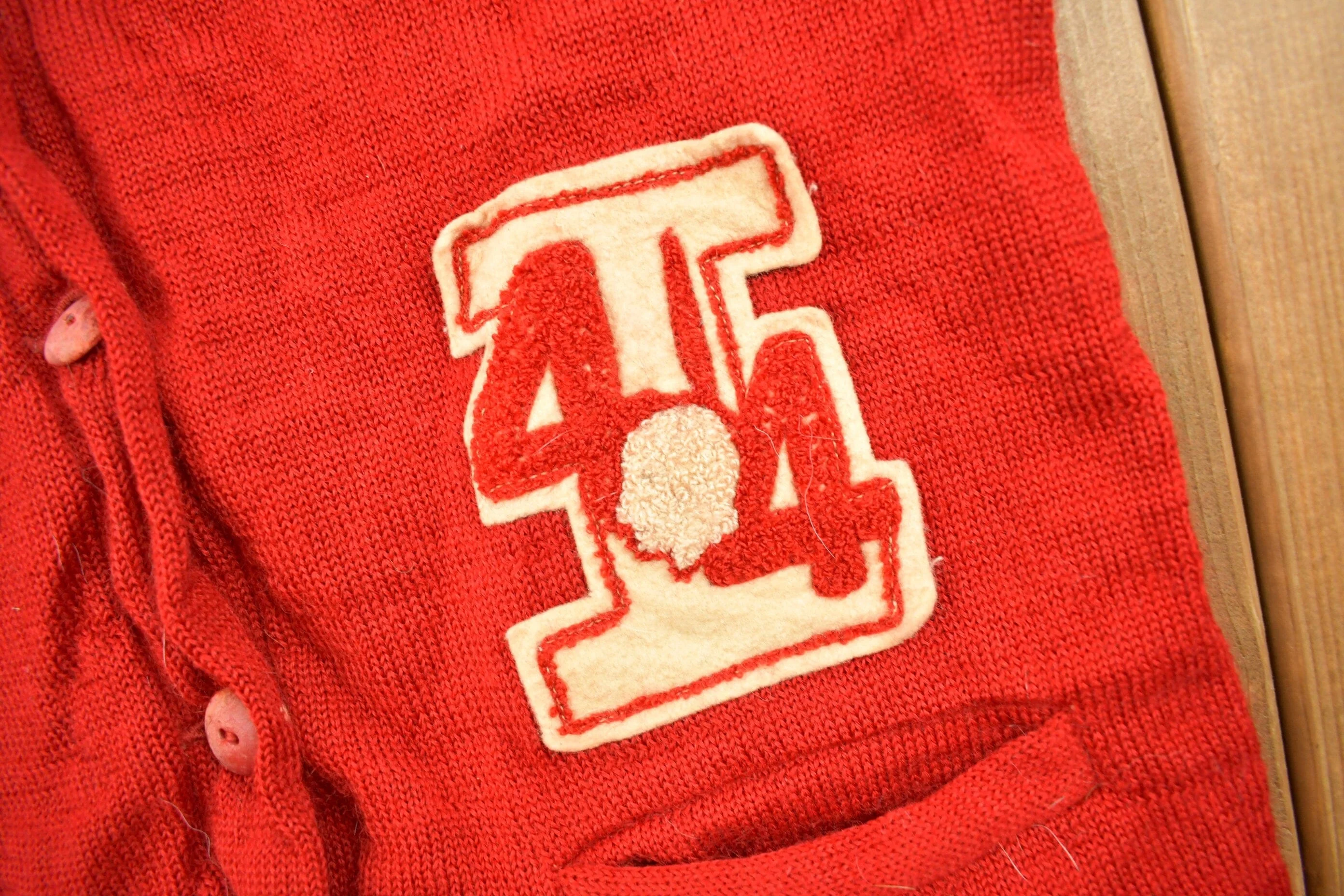 Vintage 1944 Embroidered Collegiate Knit Cardigan Sweater Men's S - Image 4