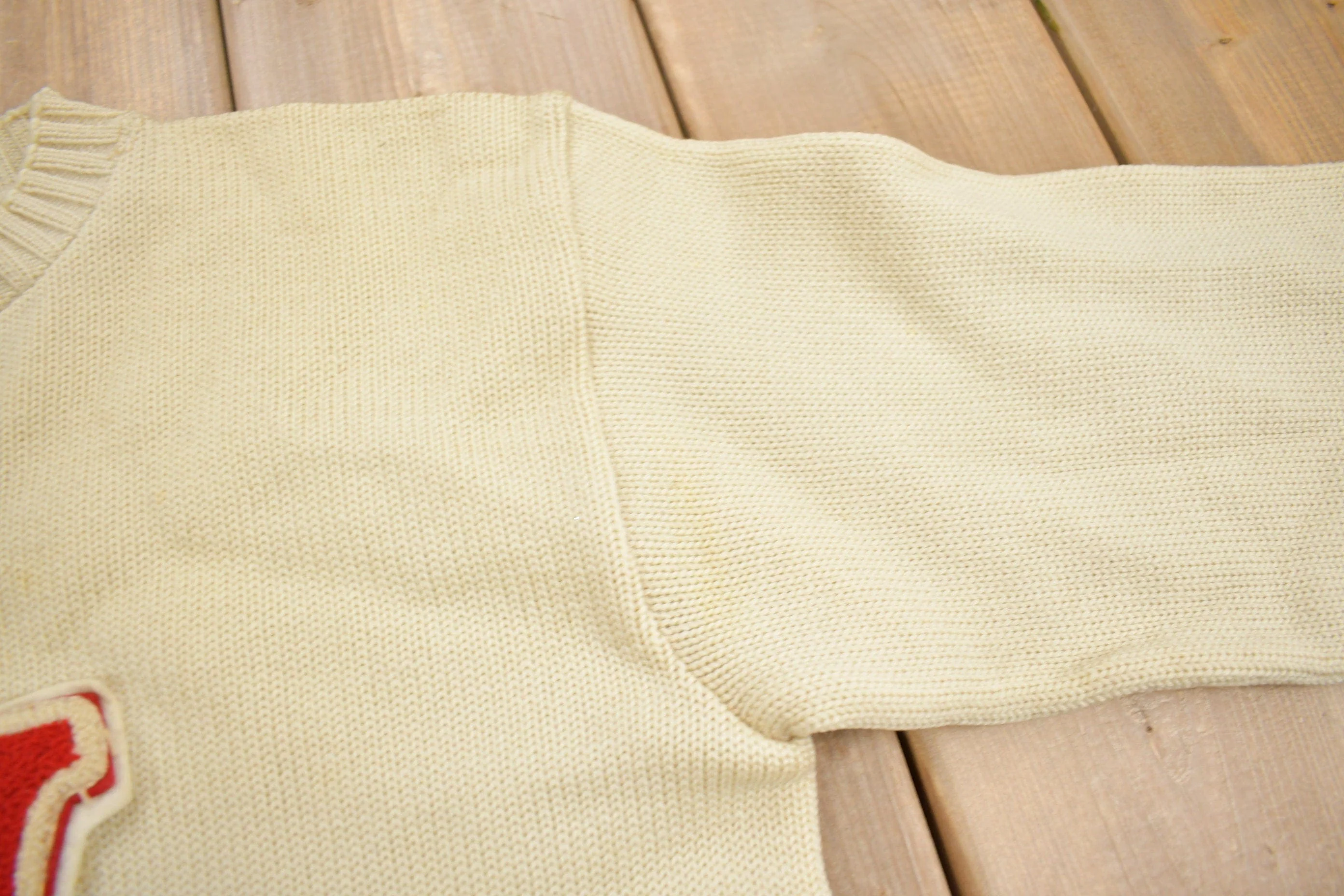 Vintage 1950s 100% Wool Collegiate Varsity Style Knit Sweater "LV" True Vintage Made In USA - Image 3