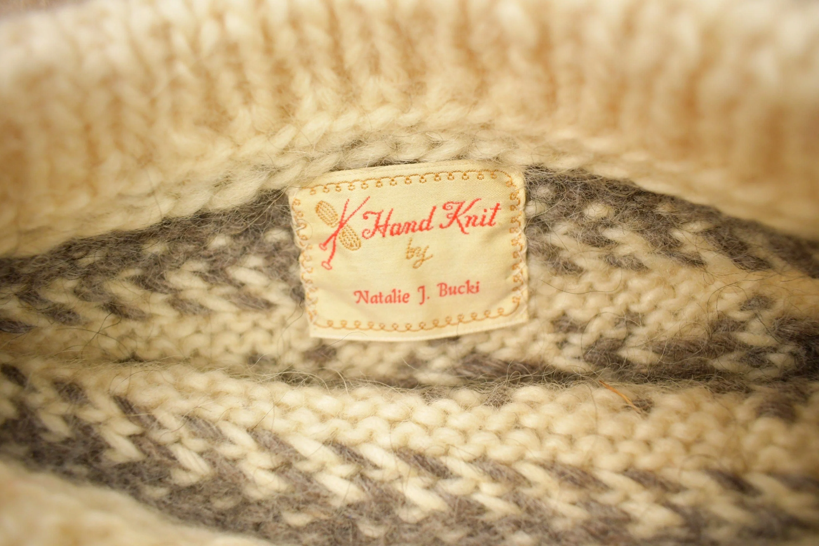Vintage 1950s 100% Wool Hand Knit Sweater Men's Large - Image 5