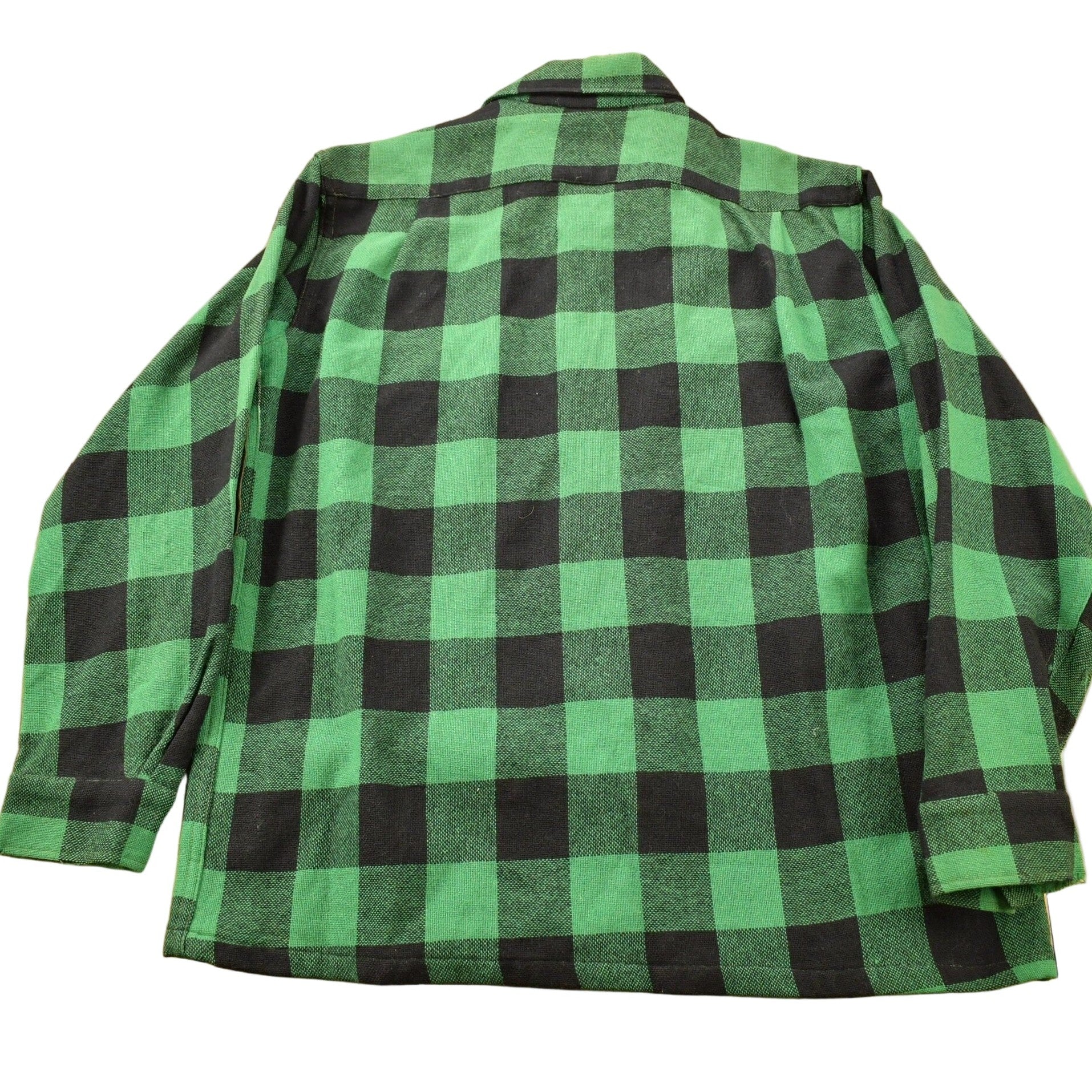 Vintage 1950s Aberdeen Green Buffalo Plaid Wool Button Up Shirt - Image 2