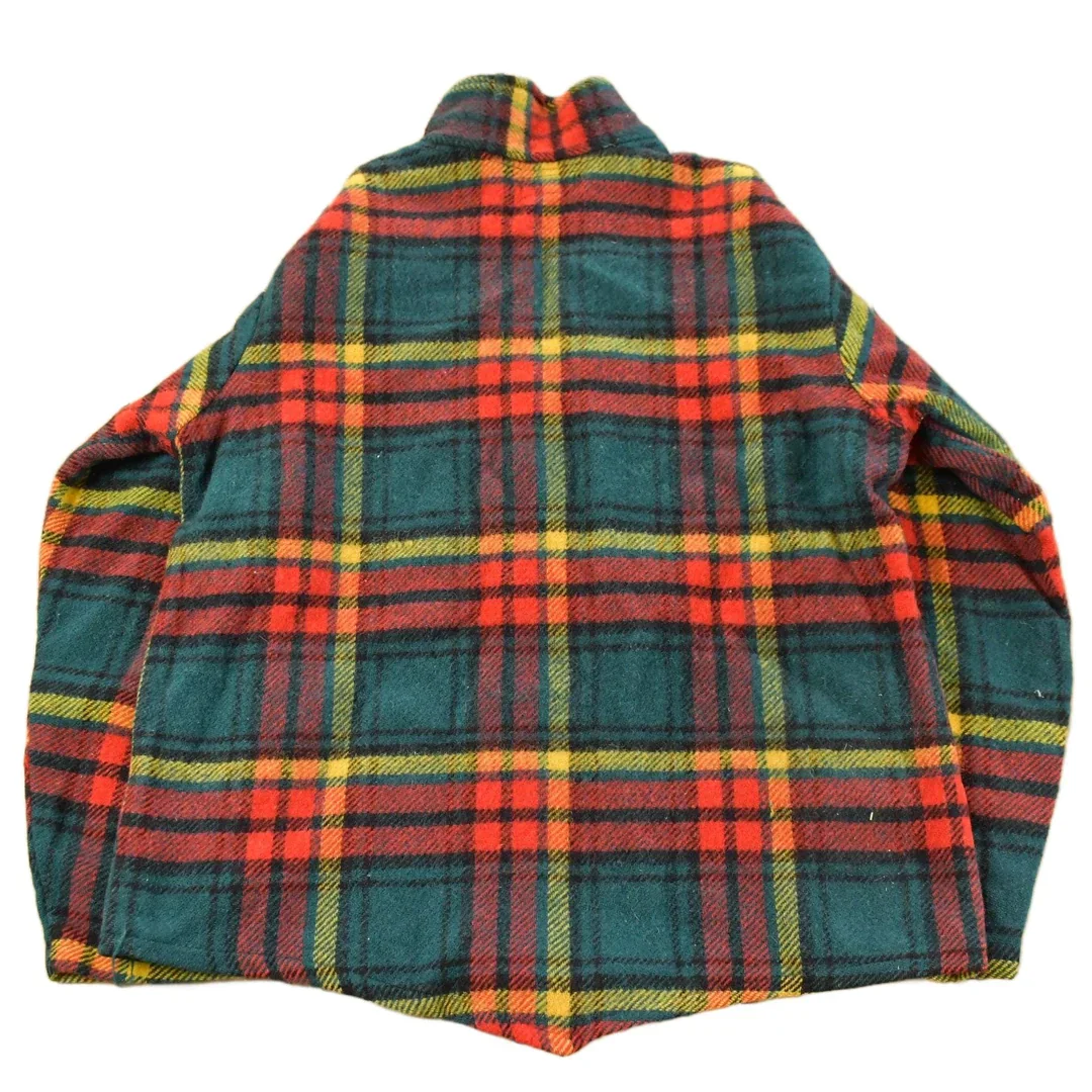 Vintage 1950s Amcrest Tartan Plaid Rangers Pullover Button Up Wool Shirt Men's Medium - Image 2