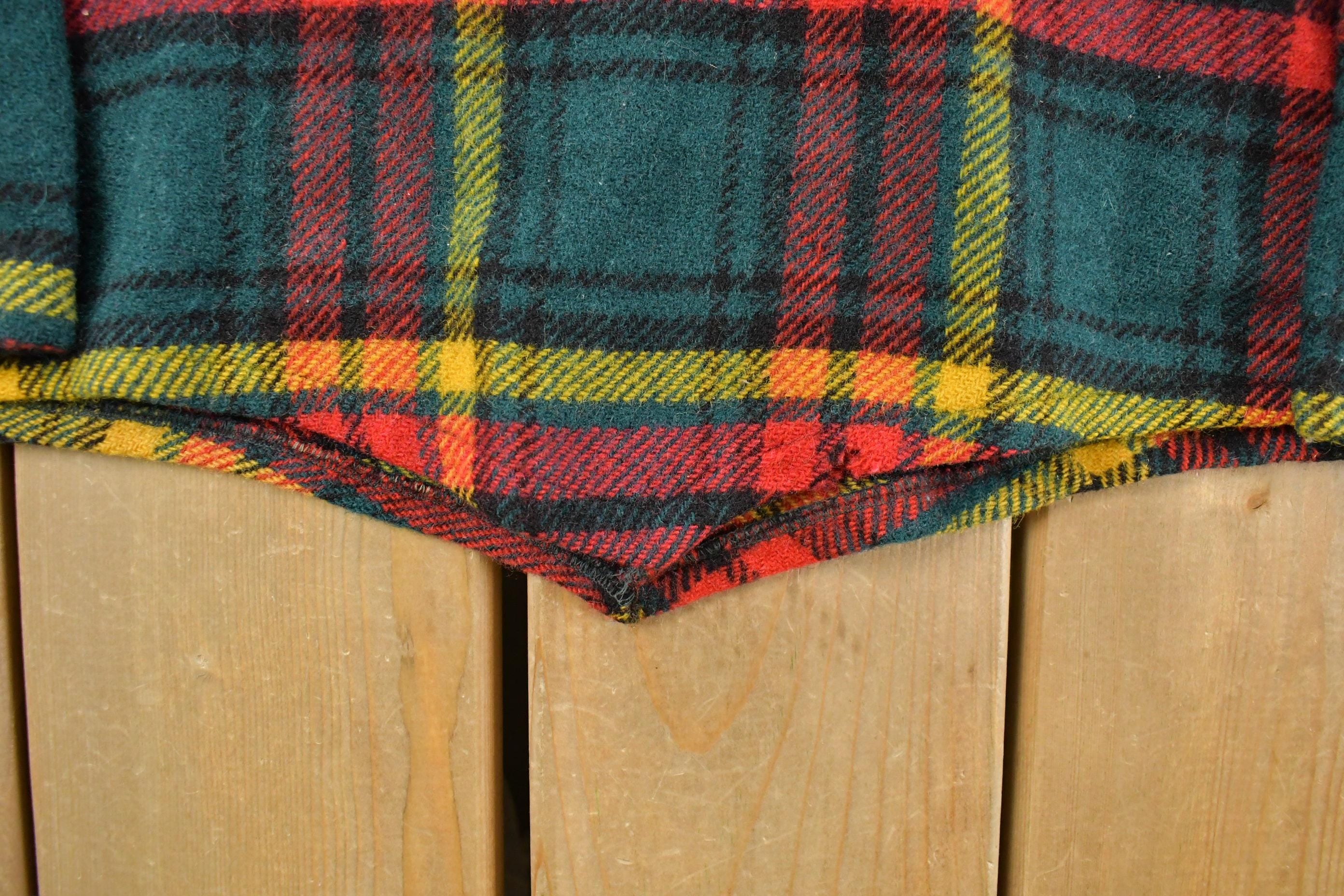 Vintage 1950s Amcrest Tartan Plaid Rangers Pullover Button Up Wool Shirt Men's Medium - Image 6