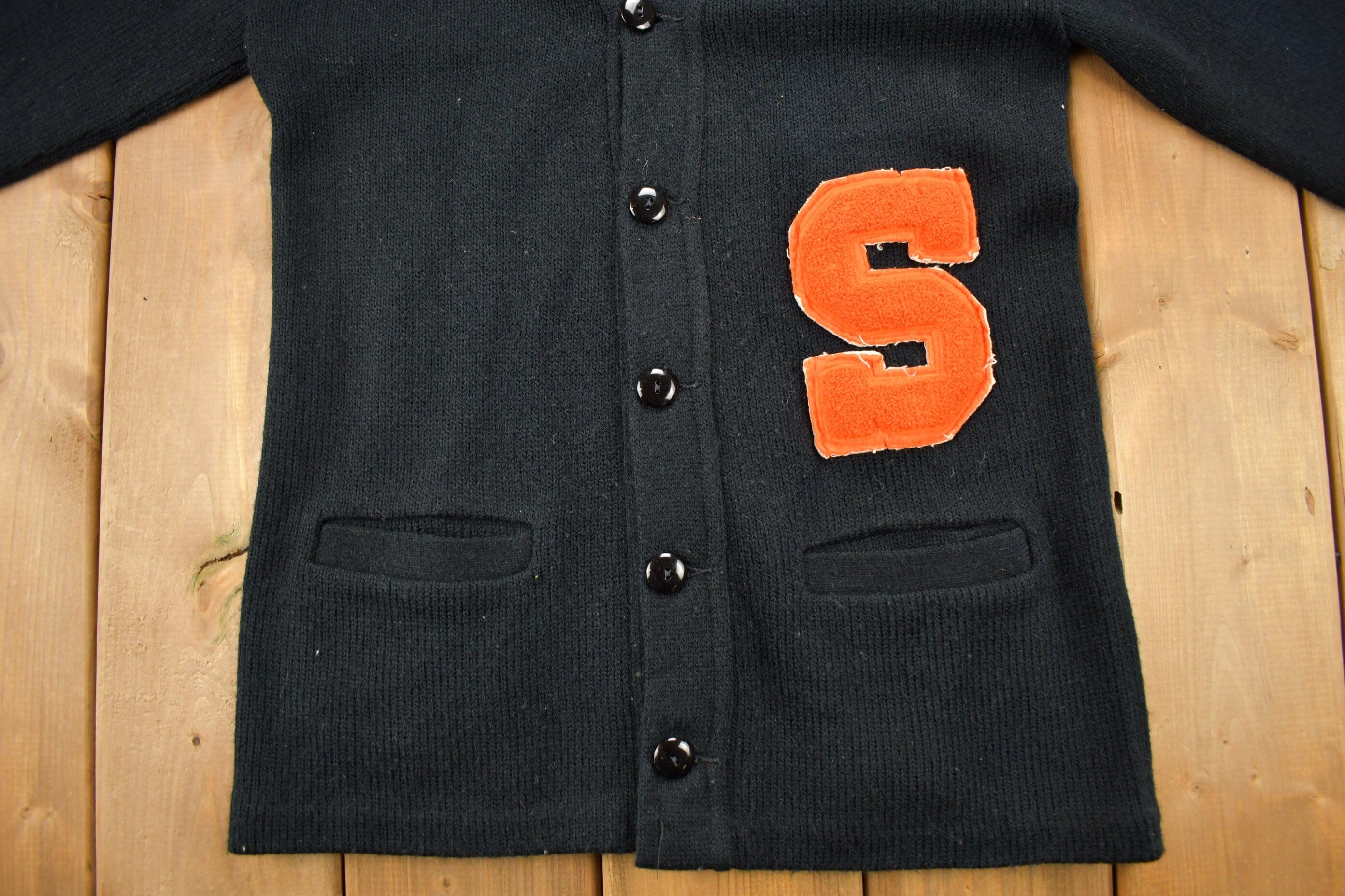 Vintage 1950s Collegiate Knit Cardigan Sweater - Image 3
