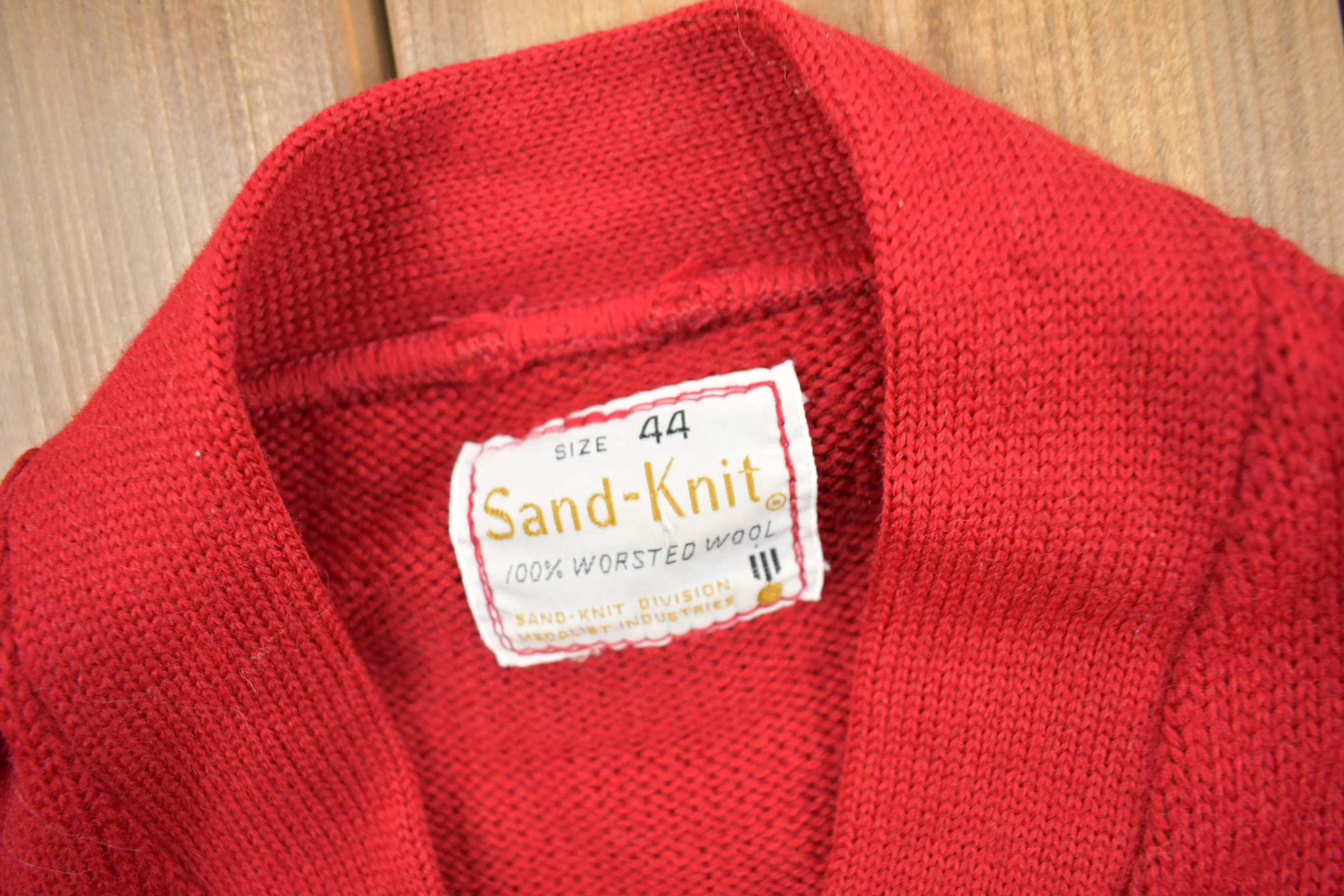 Vintage 1950s Collegiate Knit Cardigan Sweater Men's Medium - Image 5