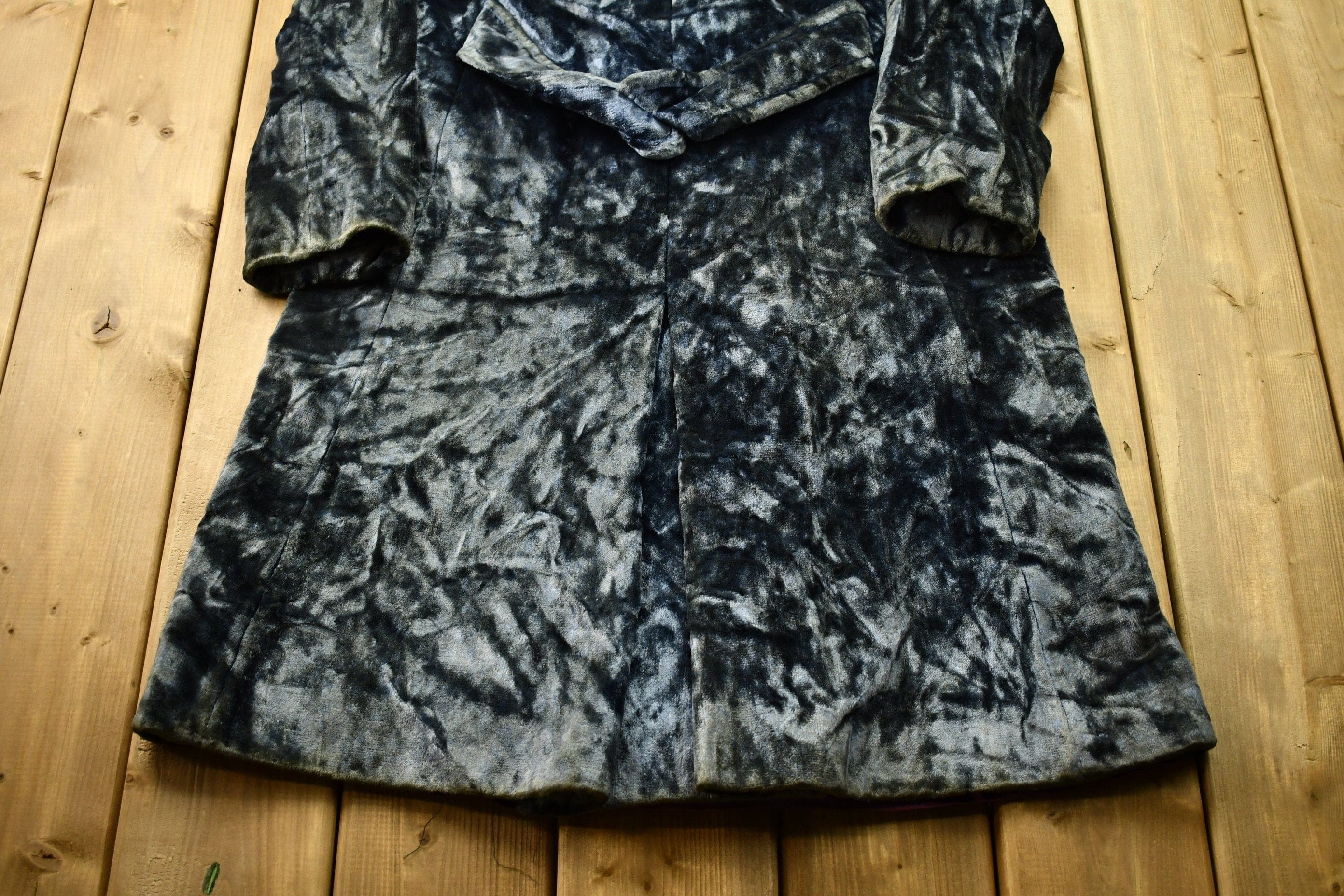 Vintage 1950s Crushed Velvet Union Made Trench Coat Men's Small - Image 3
