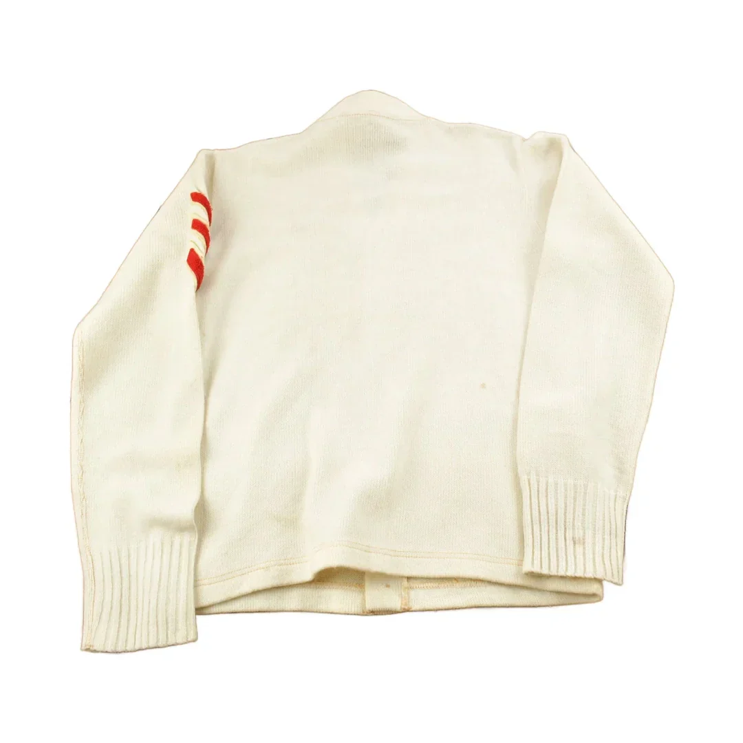 Vintage 1950s FDL Embroidered Collegiate Cardigan Sweater Men's Medium - Image 2