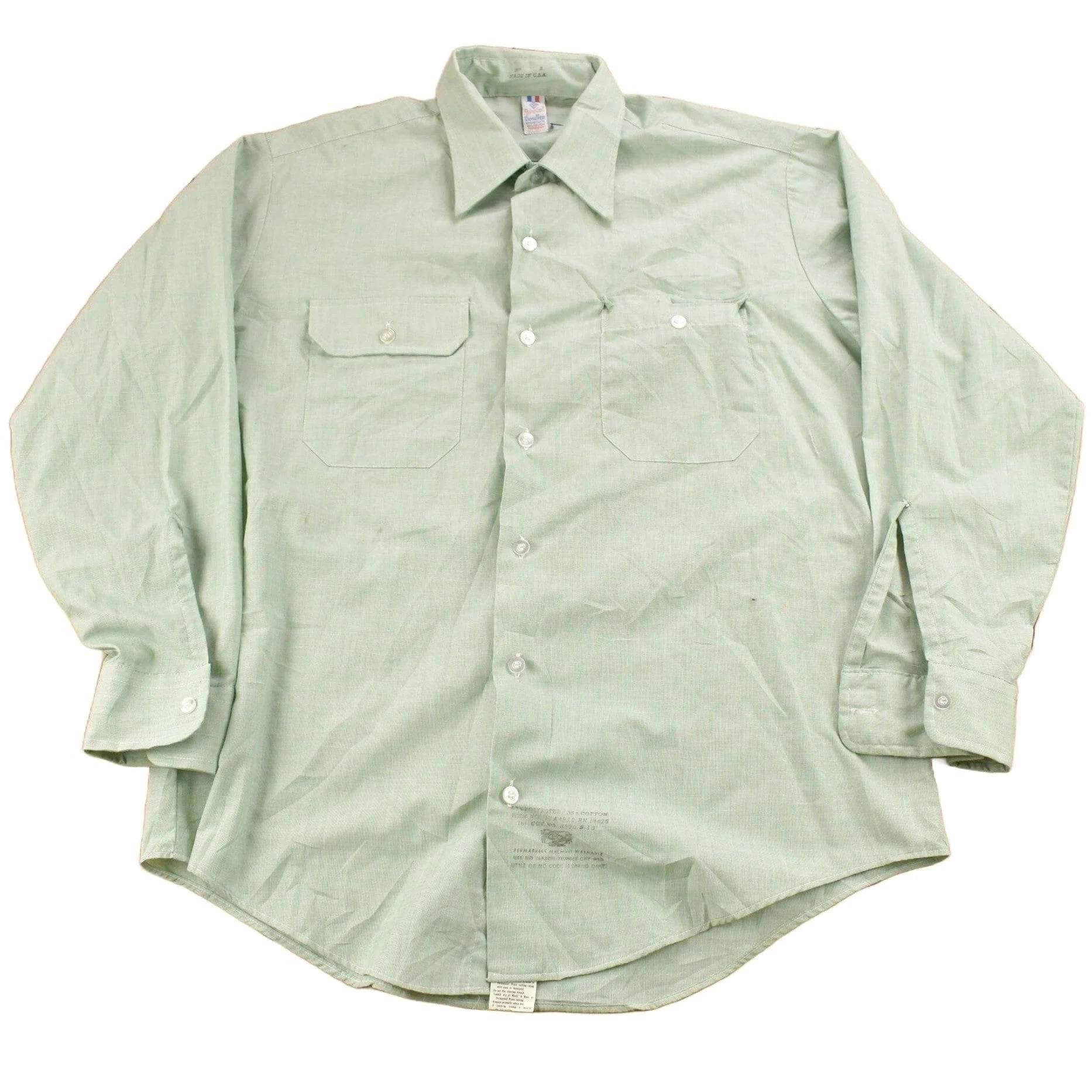 Vintage 1950s Flying Cross Perma Press Broadcloth Blank Button Up Shirt Men's XL