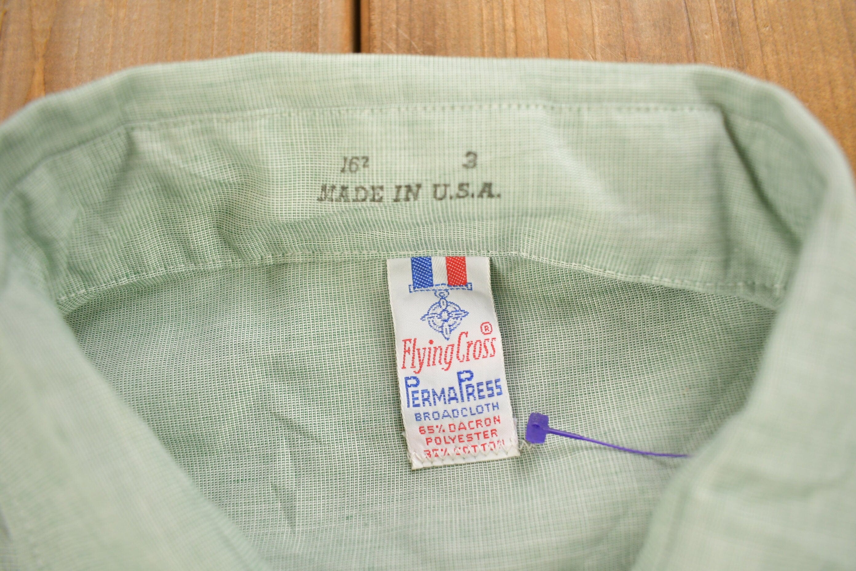 Vintage 1950s Flying Cross Perma Press Broadcloth Blank Button Up Shirt Men's XL - Image 7