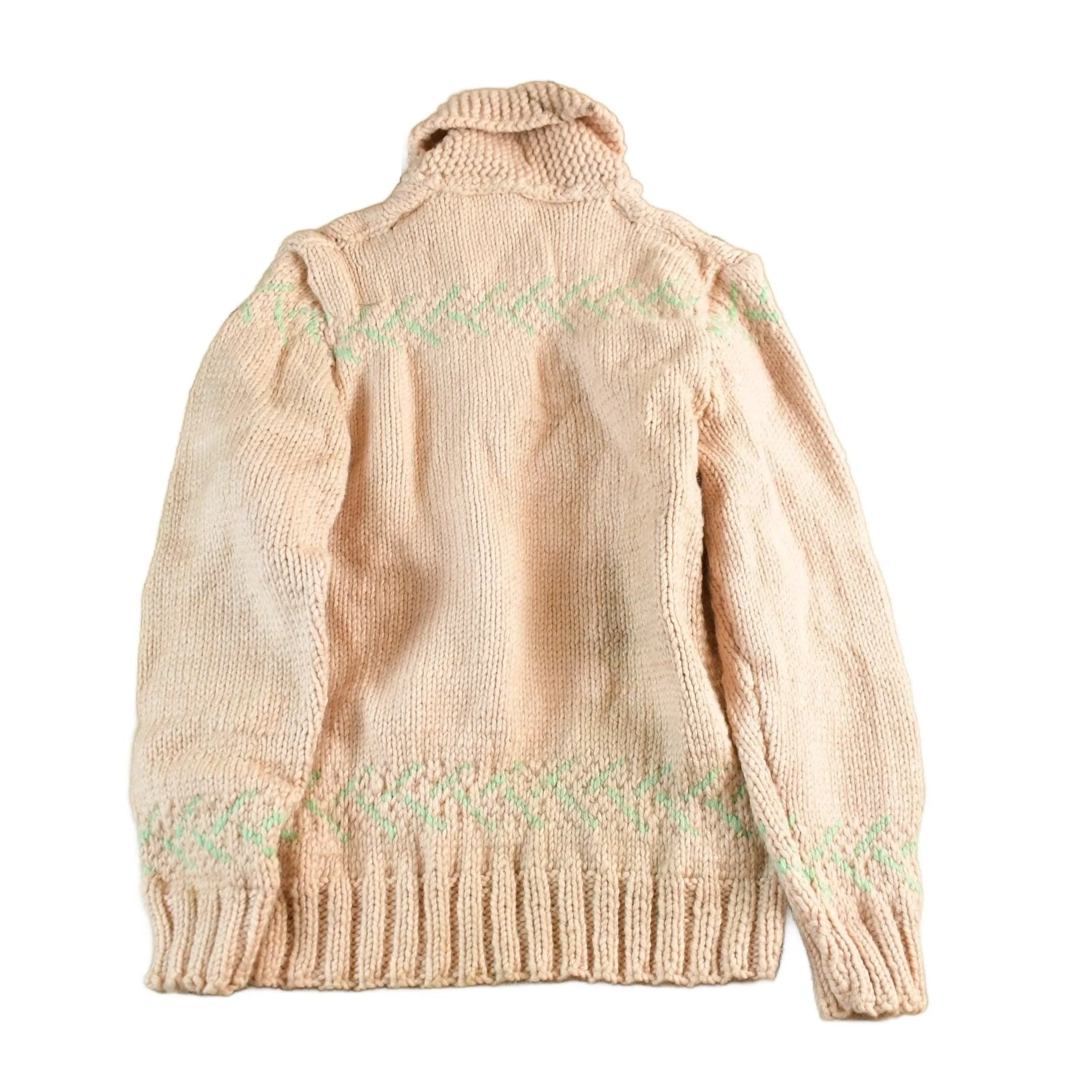 Vintage 1950s Hand-Knit Pink Zip Up Cowichan Sweater Women's Medium - Image 2