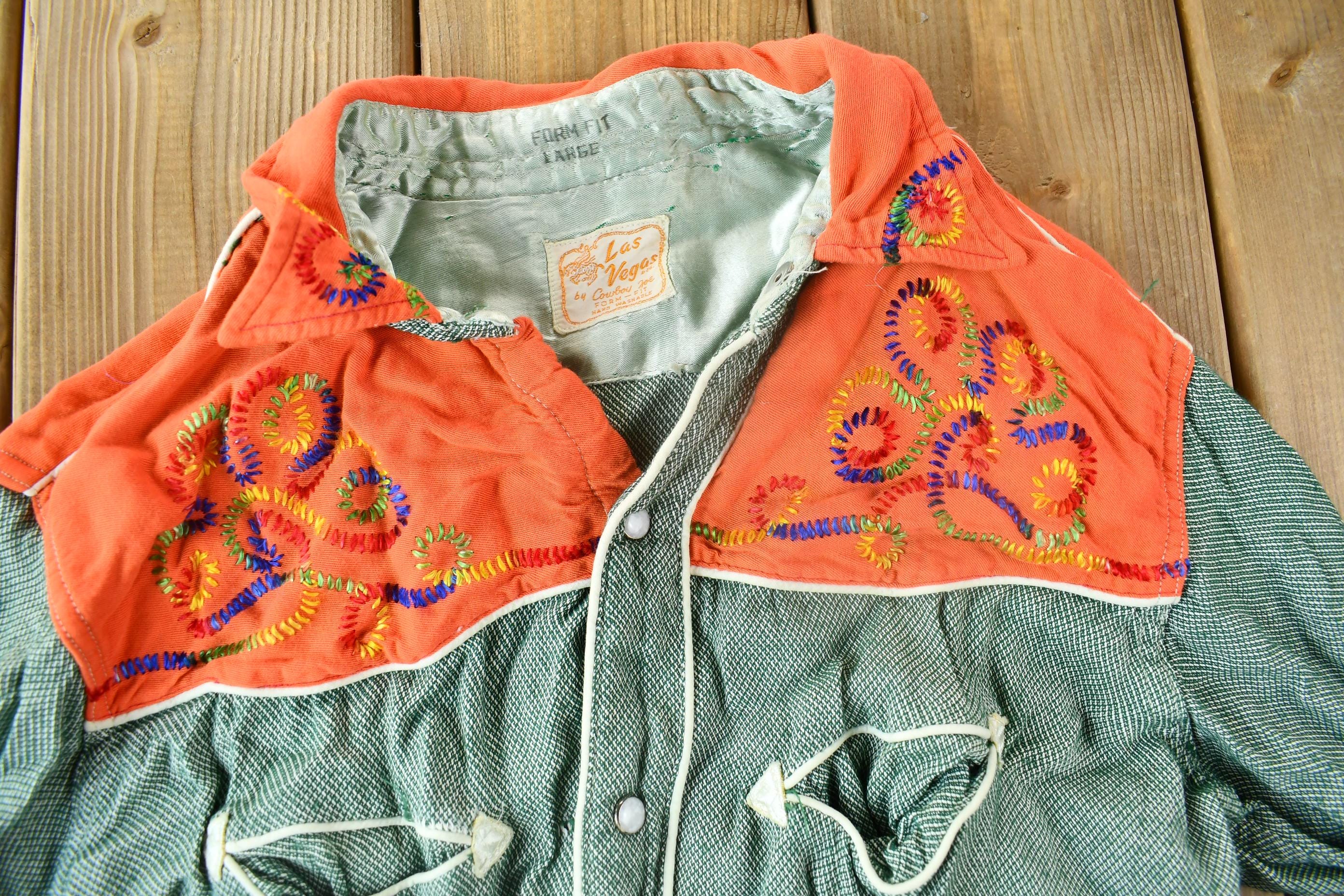 Vintage 1950s Las Vegas By Cowboy Joe Embroidered Western Shirt Men's M - Image 3