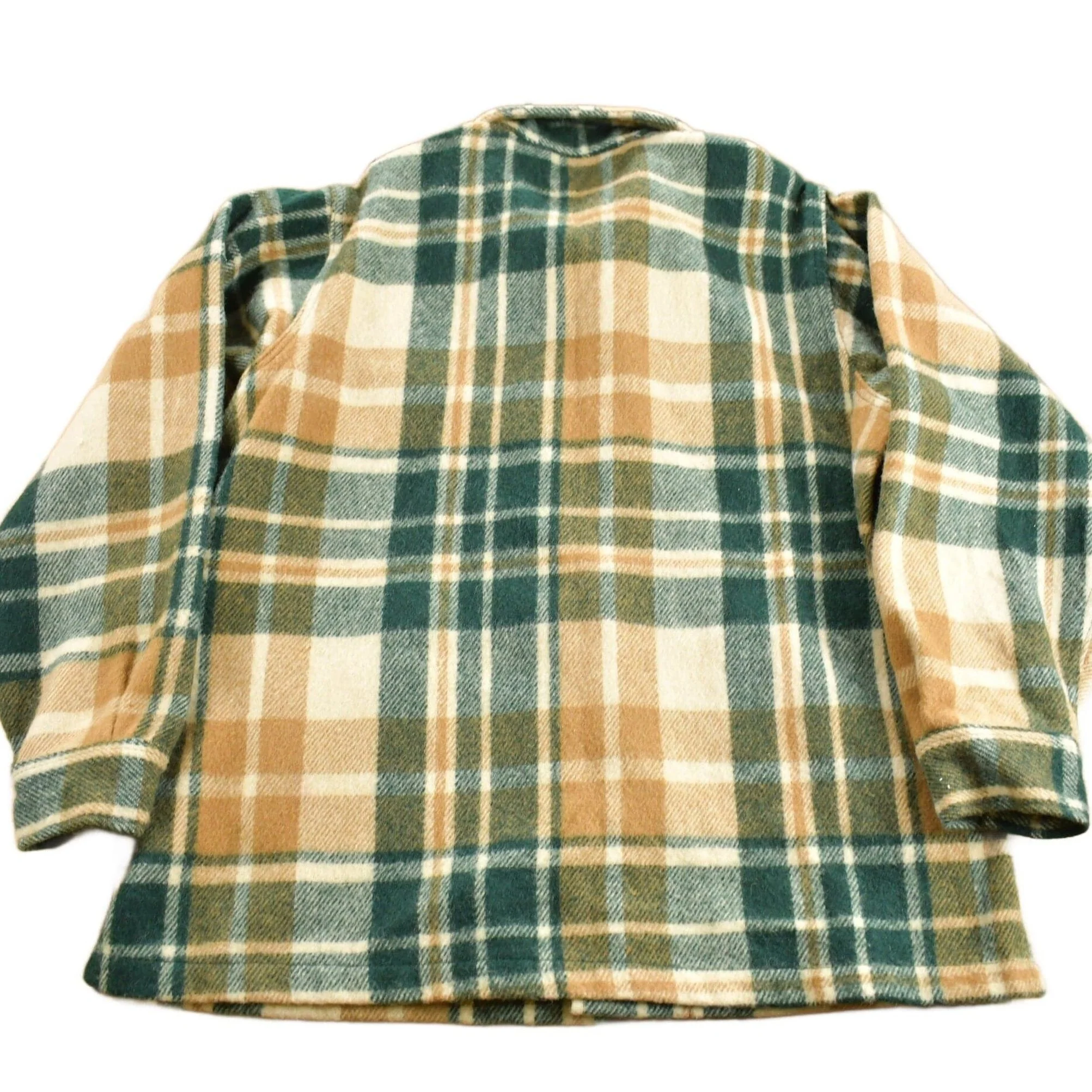 Vintage 1950s LL Bean Plaid Wool Button Up Shacket Men's Large - Image 2