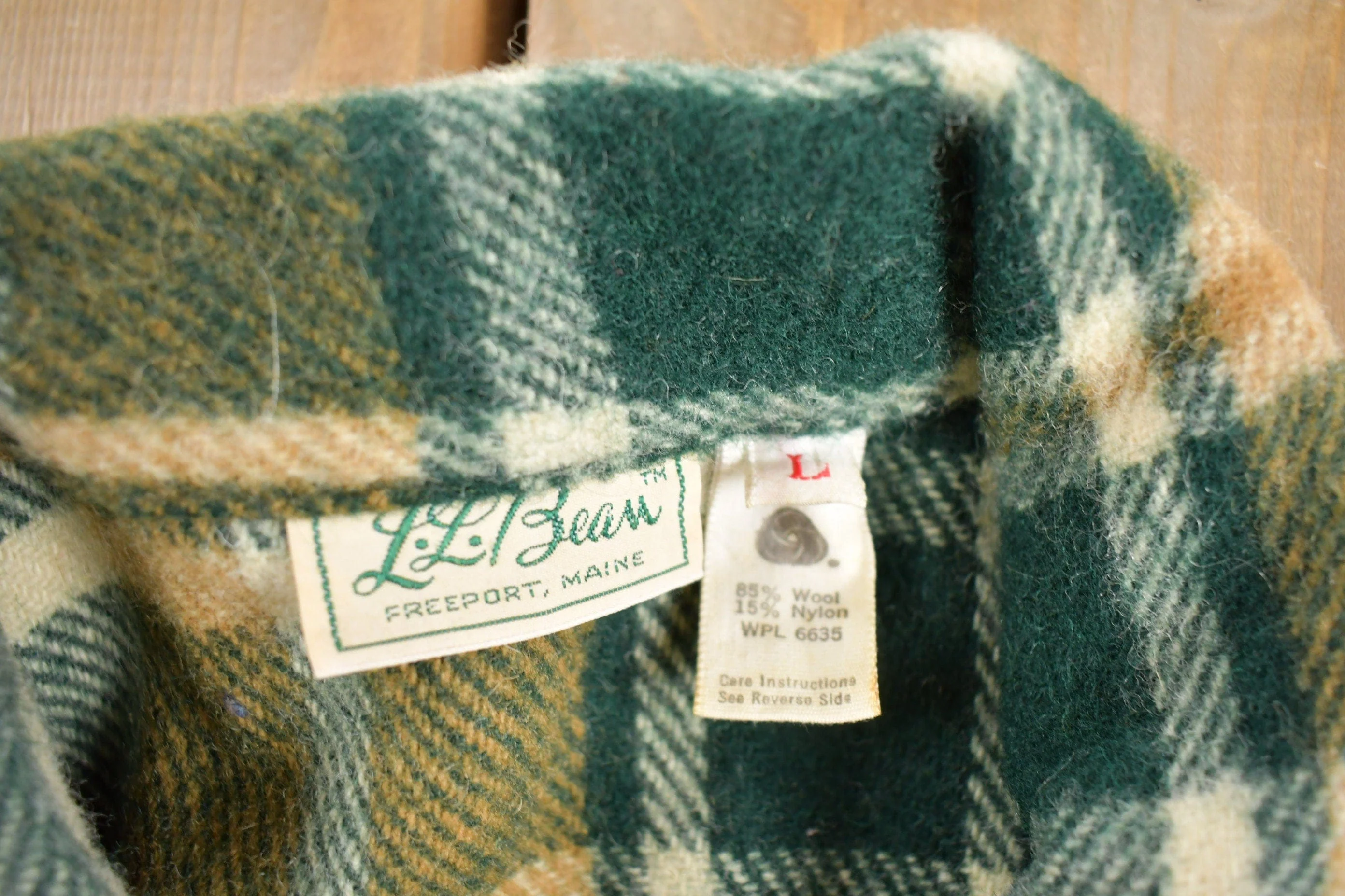 Vintage 1950s LL Bean Plaid Wool Button Up Shacket Men's Large - Image 4