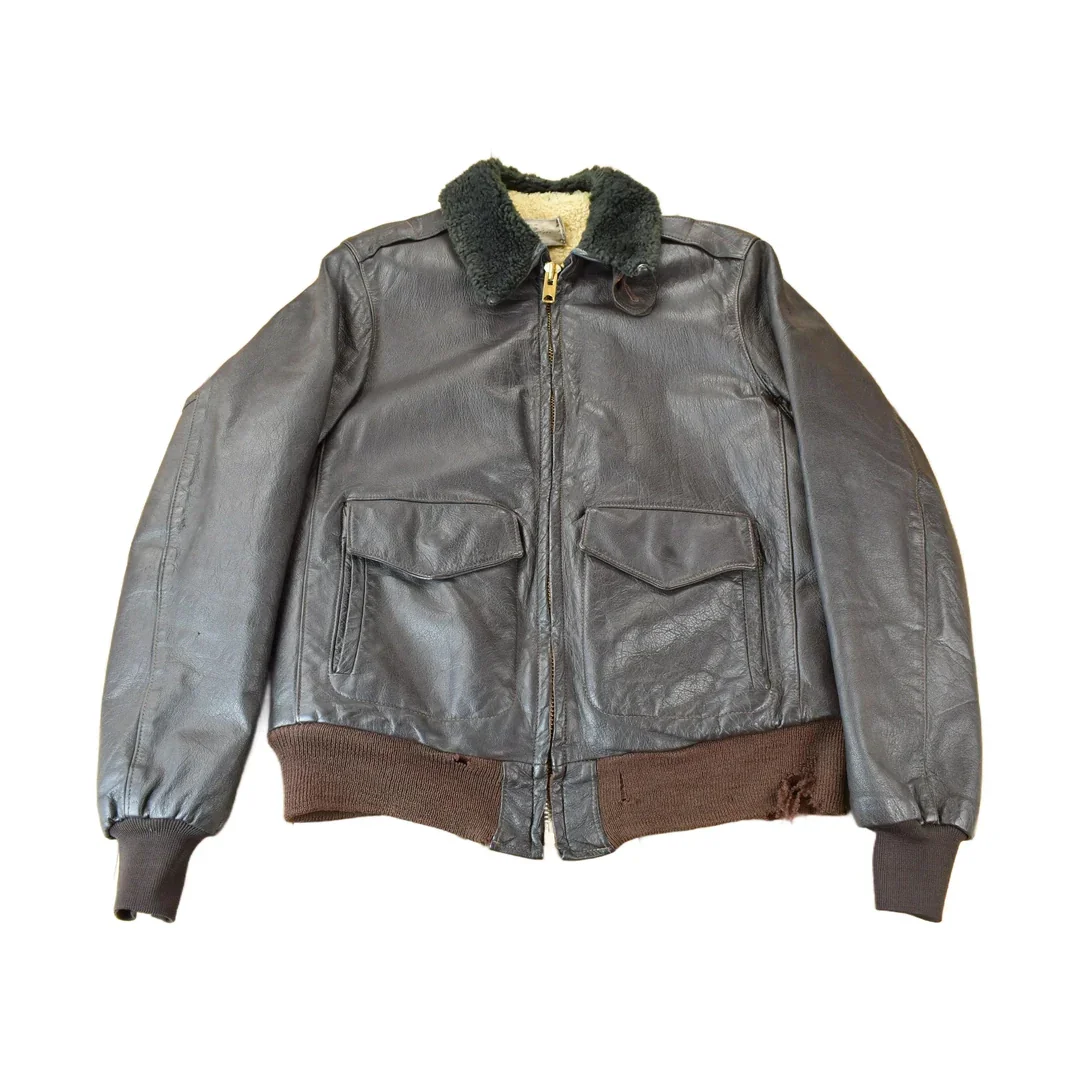 Vintage 1950s LL Bean Shearling Leather Flight Jacket Men's Medium