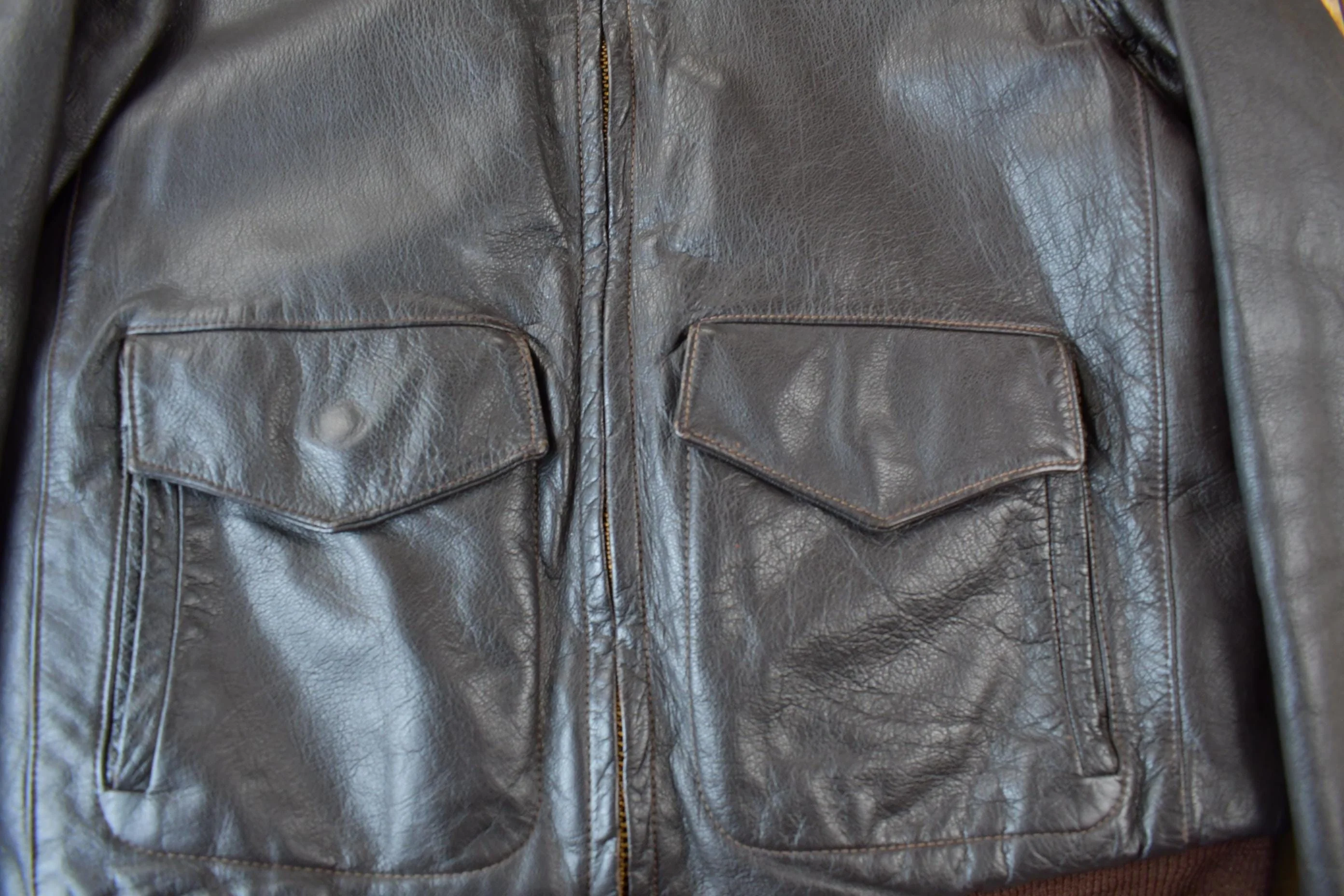Vintage 1950s LL Bean Shearling Leather Flight Jacket Men's Medium - Image 3