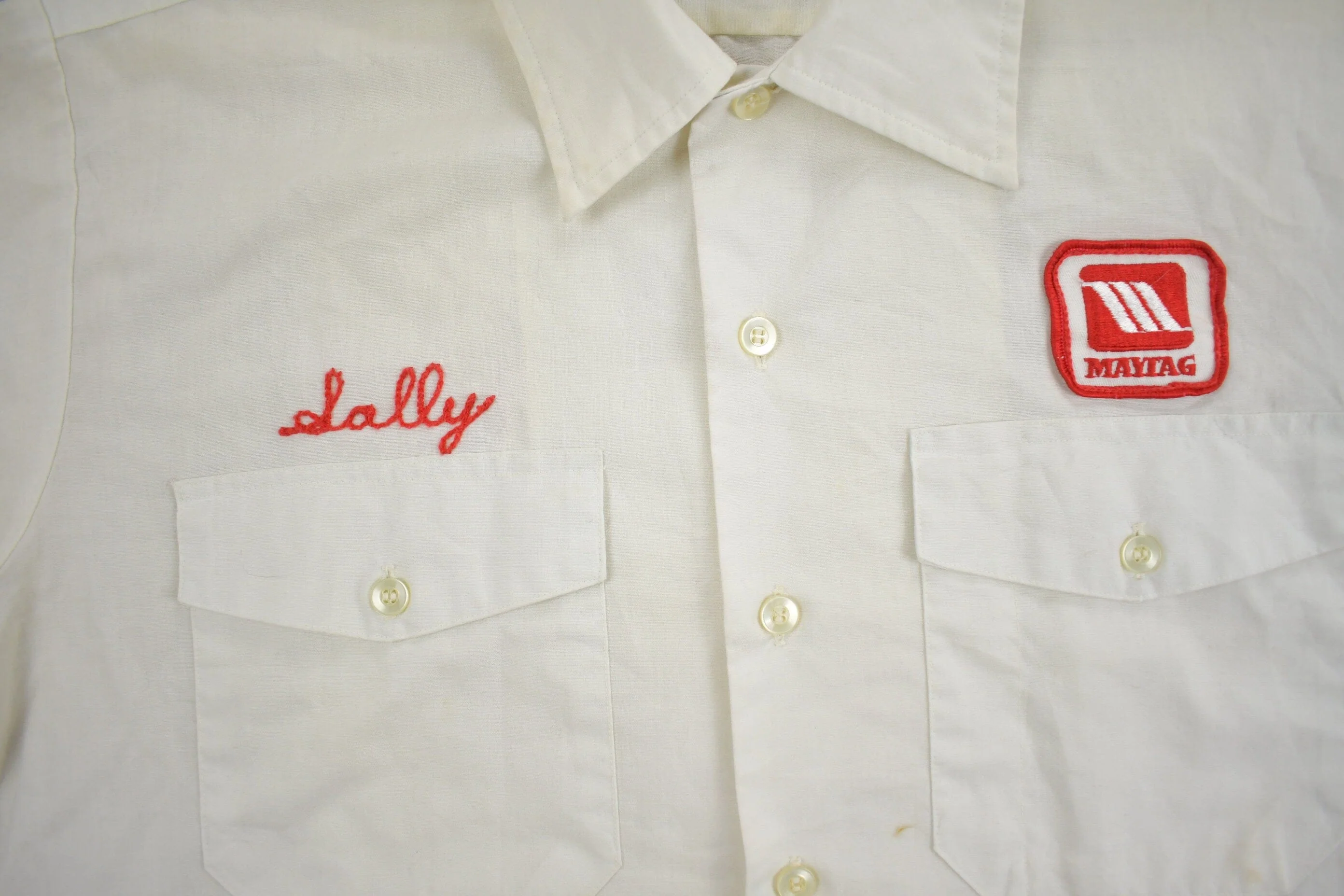 Vintage 1950s Maytag Red Carpet Service Button Up Shirt Men's L - Image 4