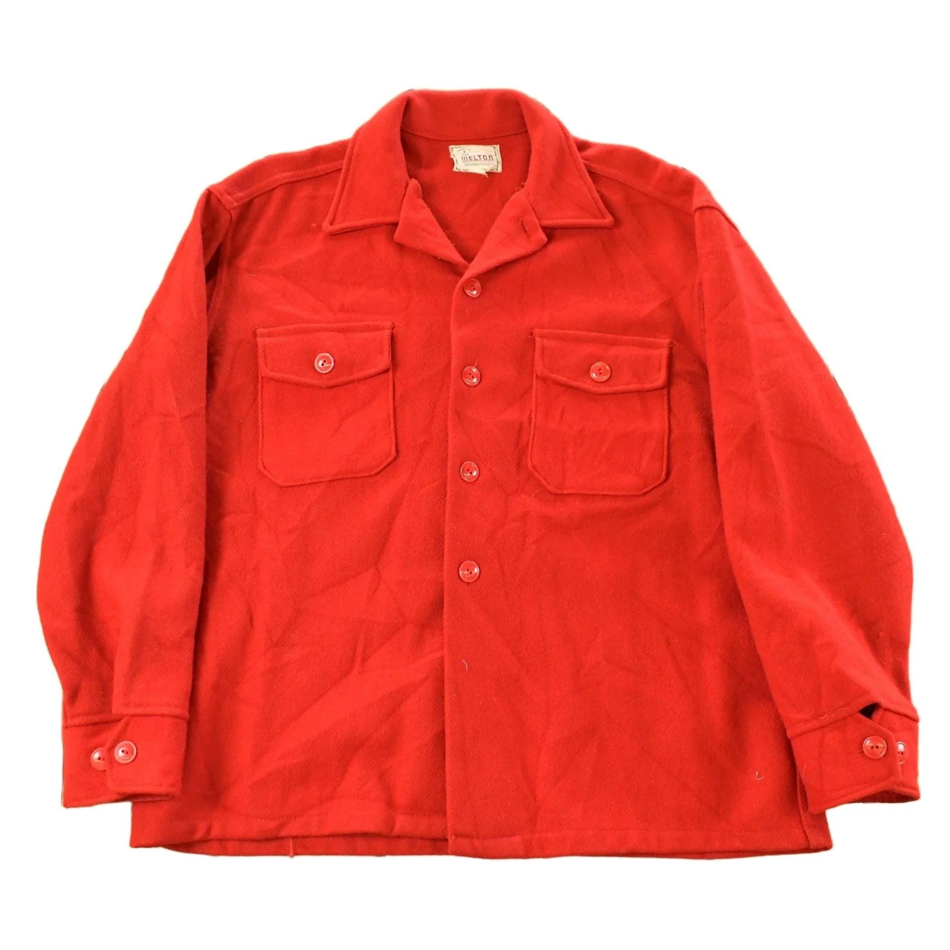Vintage 1950s Melton Outer-Wear Button Up Flannel Wool Hunting Shirt Jacket Men's L