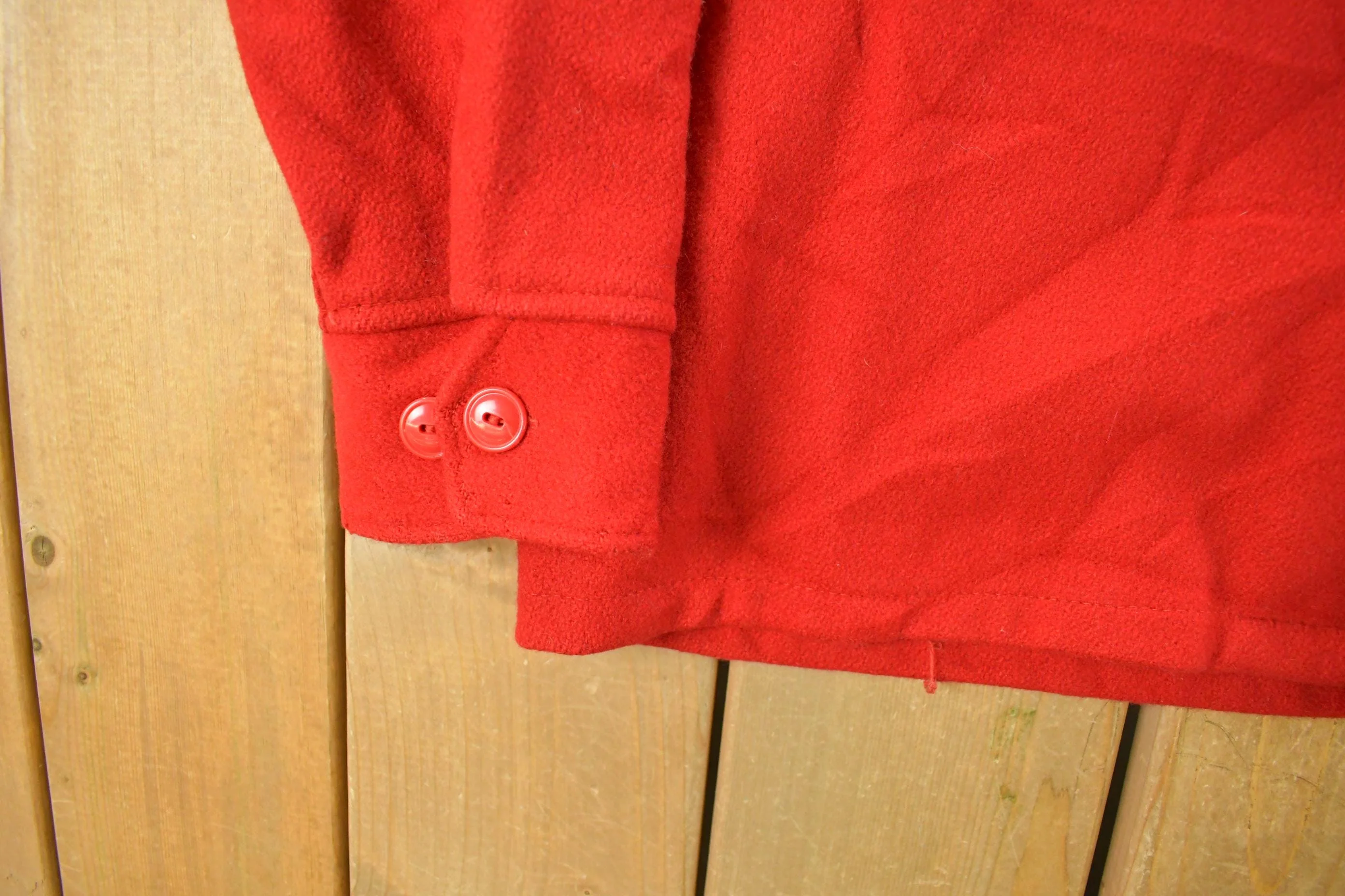 Vintage 1950s Melton Outer-Wear Button Up Flannel Wool Hunting Shirt Jacket Men's L - Image 3