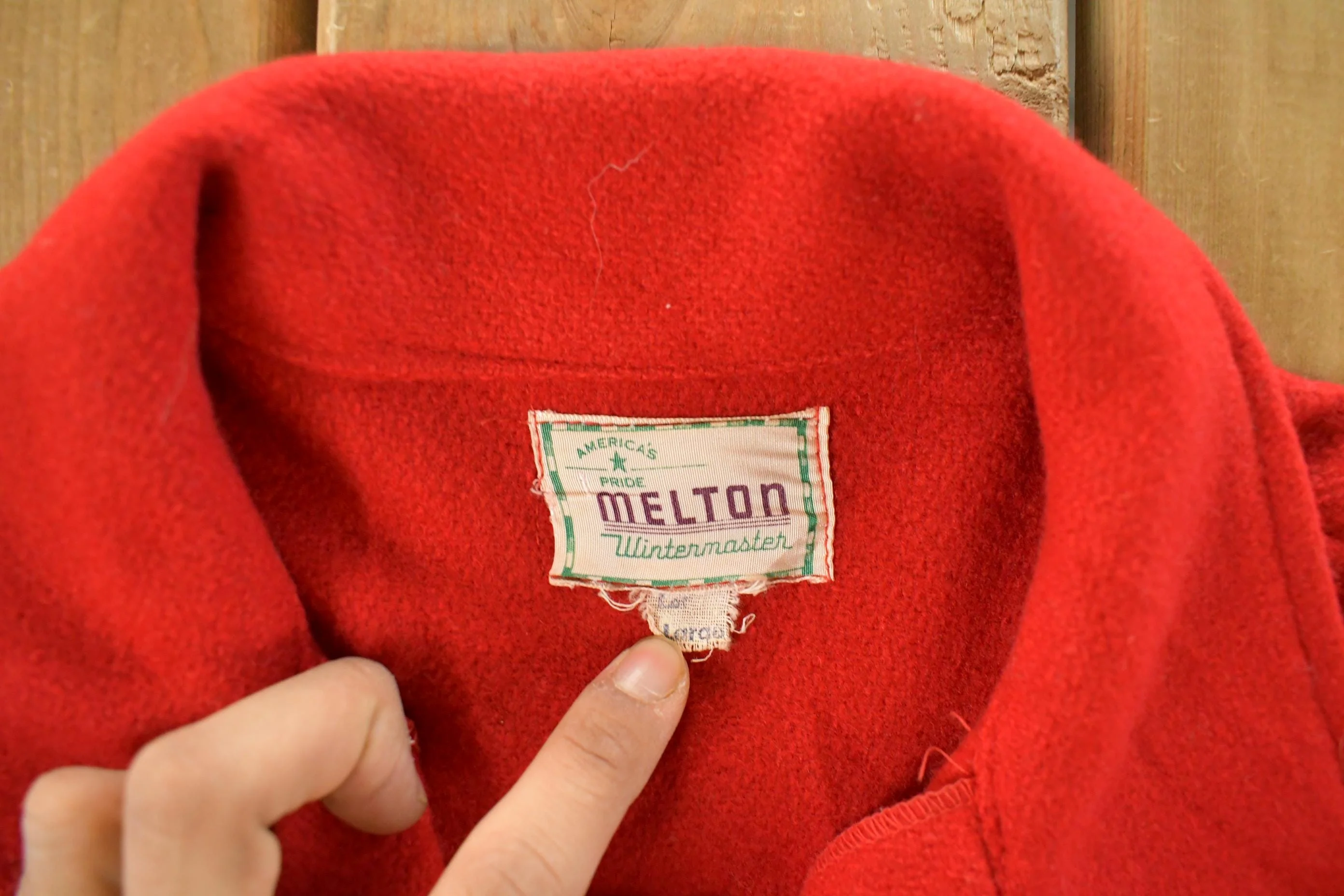 Vintage 1950s Melton Outer-Wear Button Up Flannel Wool Hunting Shirt Jacket Men's L - Image 4