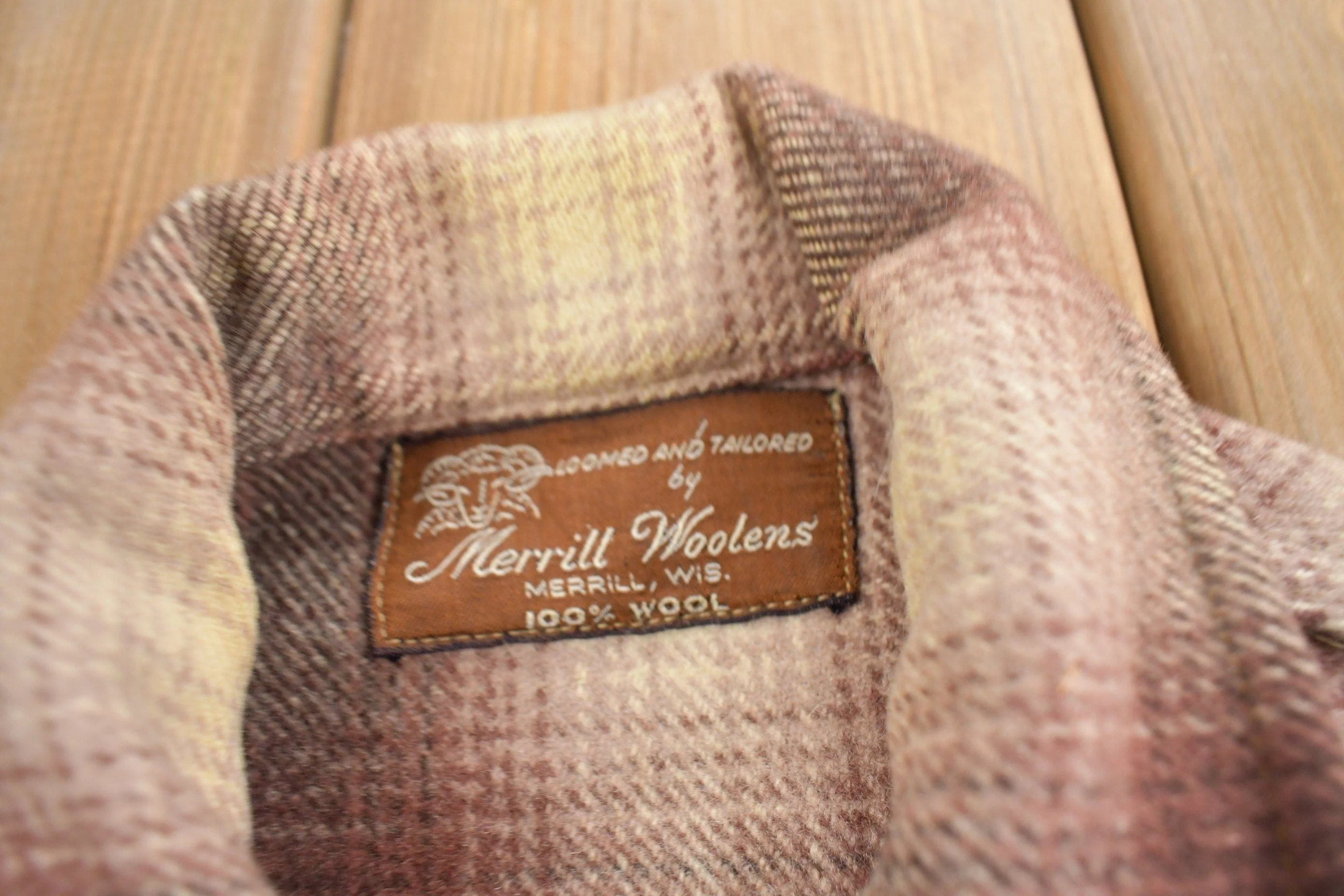 Vintage 1950s Merrill Woolens Shadow Plaid Wool Shacket Men's XL - Image 5