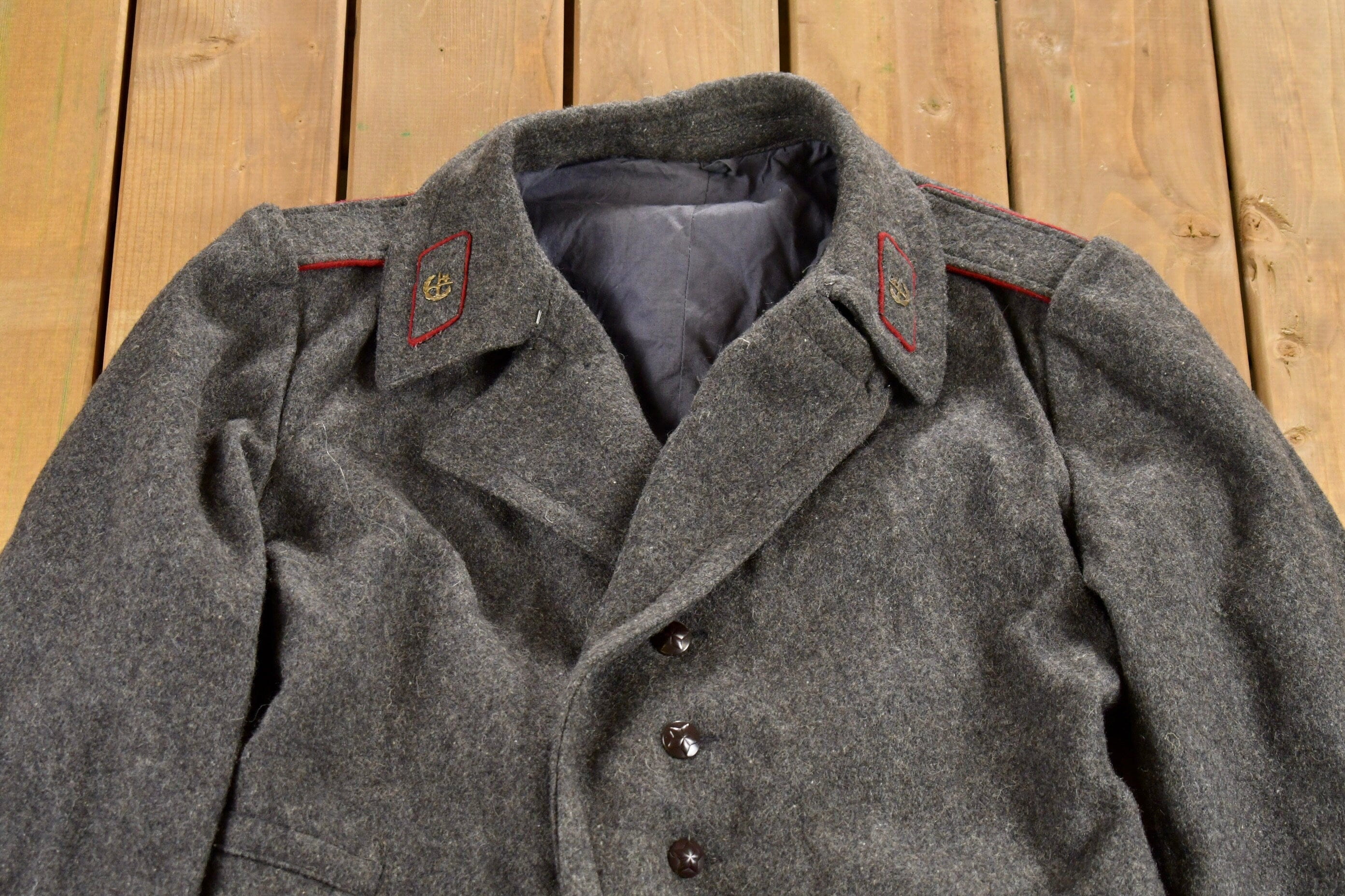 Vintage 1950s Military 100% Wool Jacket Men's Large - Image 3