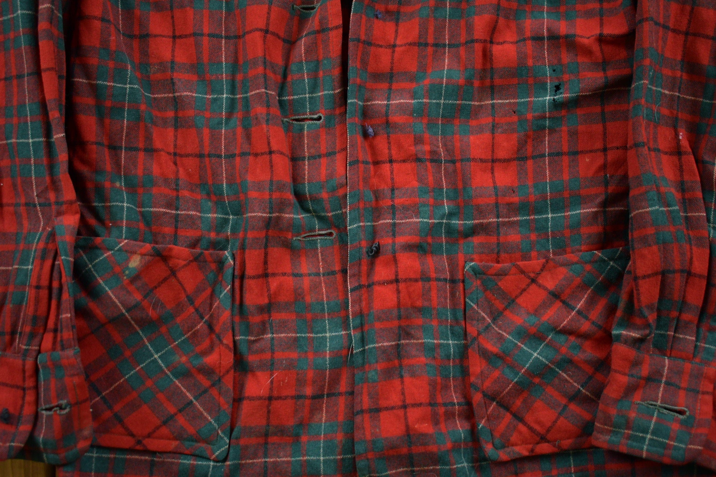 Vintage 1950s Pendleton Plaid Button Up Shirt Men's Small - Image 3