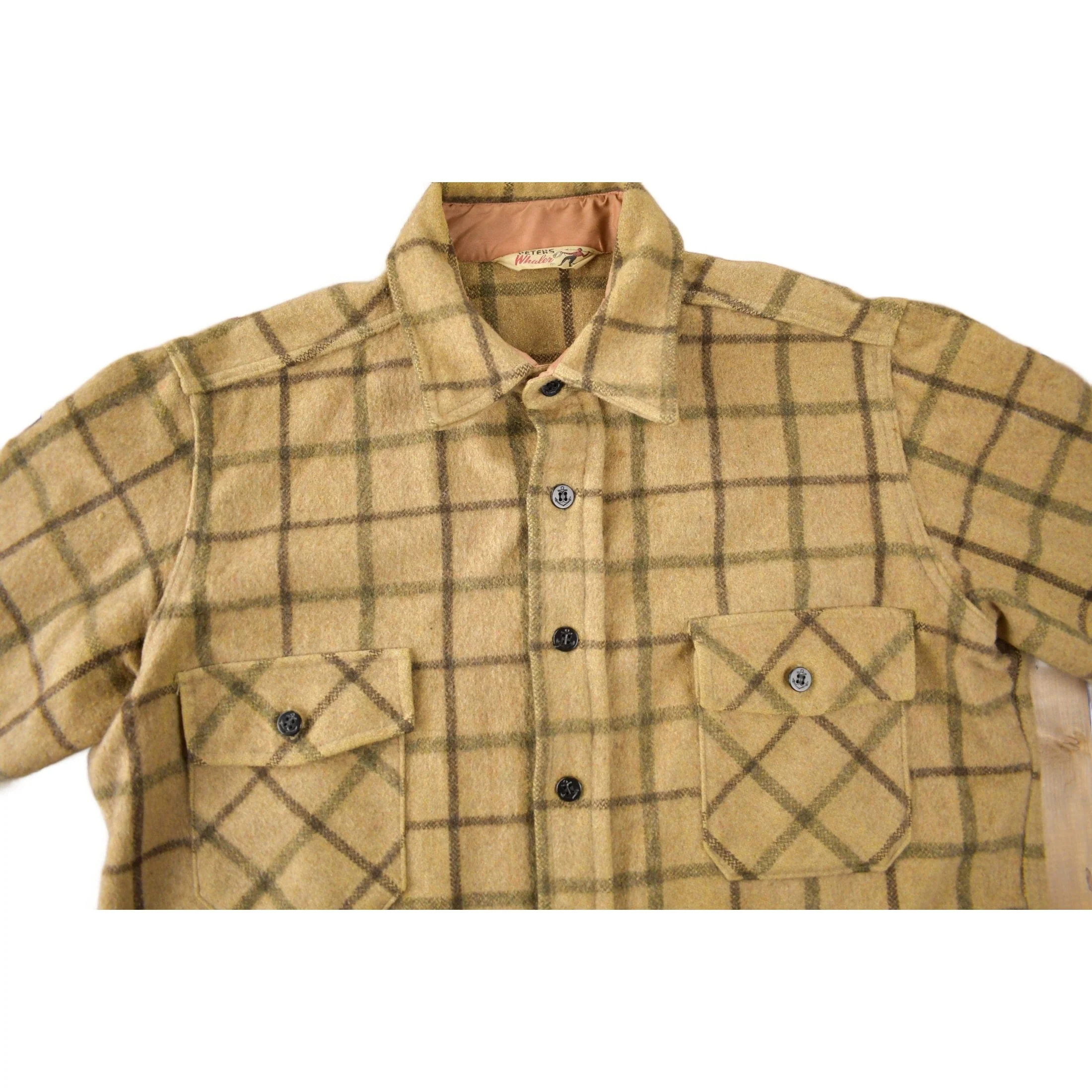 Vintage 1950s Peters Whaler Plaid Wool Button Up Flannel Men's Large Workwear - Image 2