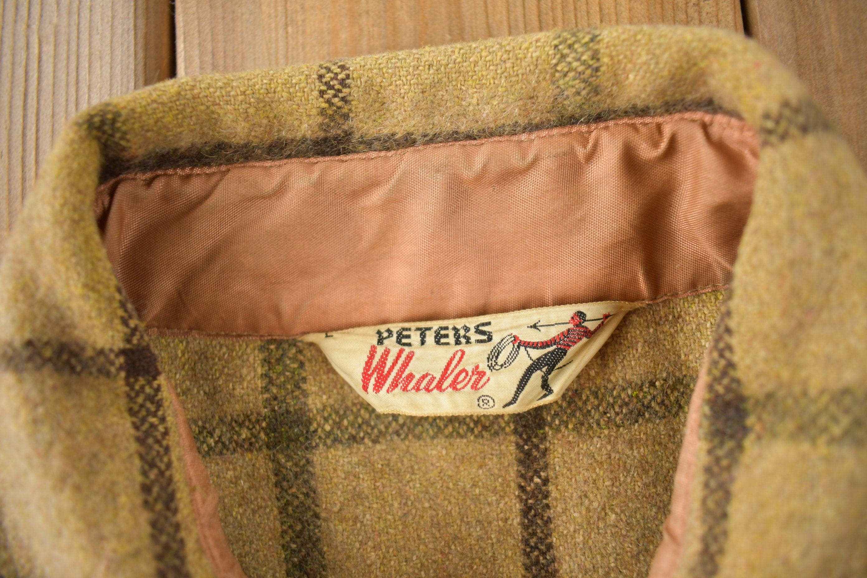 Vintage 1950s Peters Whaler Plaid Wool Button Up Flannel Men's Large Workwear - Image 5