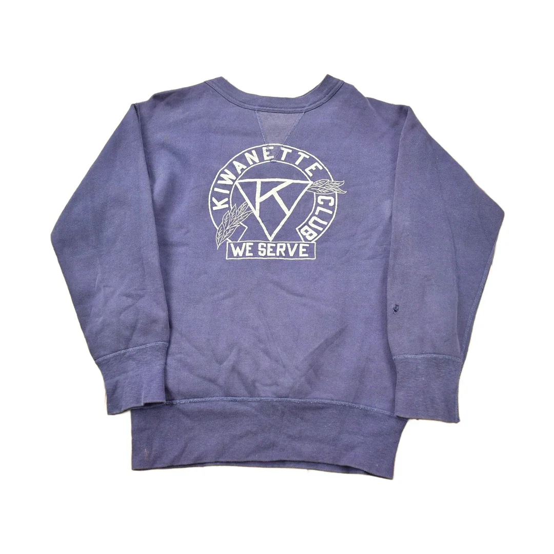 Vintage 1950s Single V Crewneck Sweatshirt Kwanette Club We Serve Racquet Club