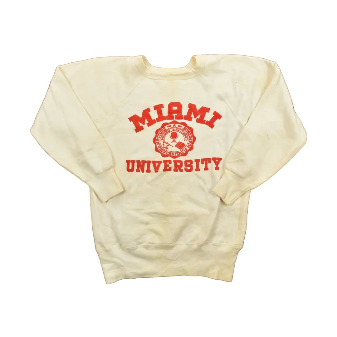 Vintage 1950's University of Miami Frock Print Collegiate Crewneck Men's Medium